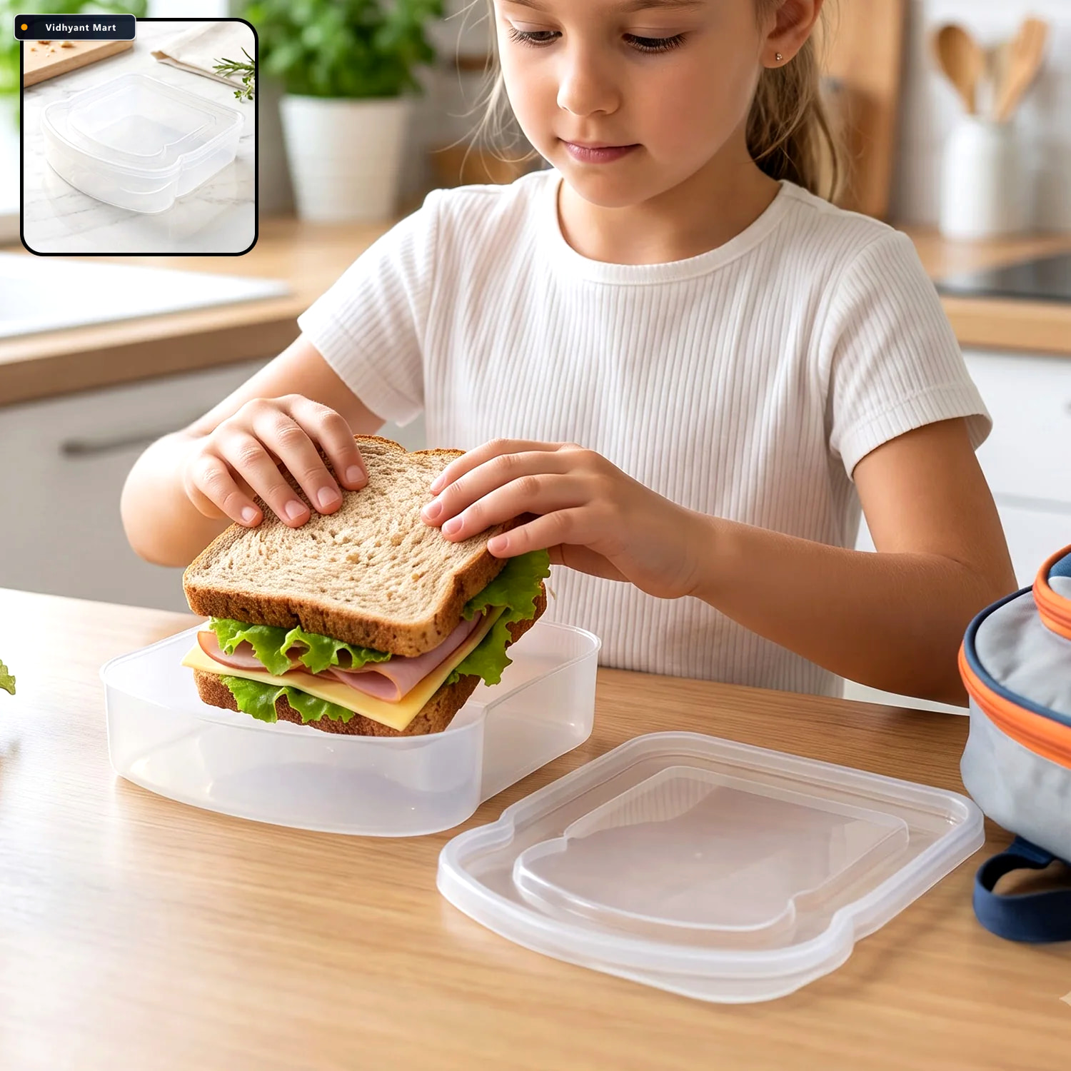 Vidhyant Mart Portable Plastic Sandwich Lunch Box With Secure Li 1
