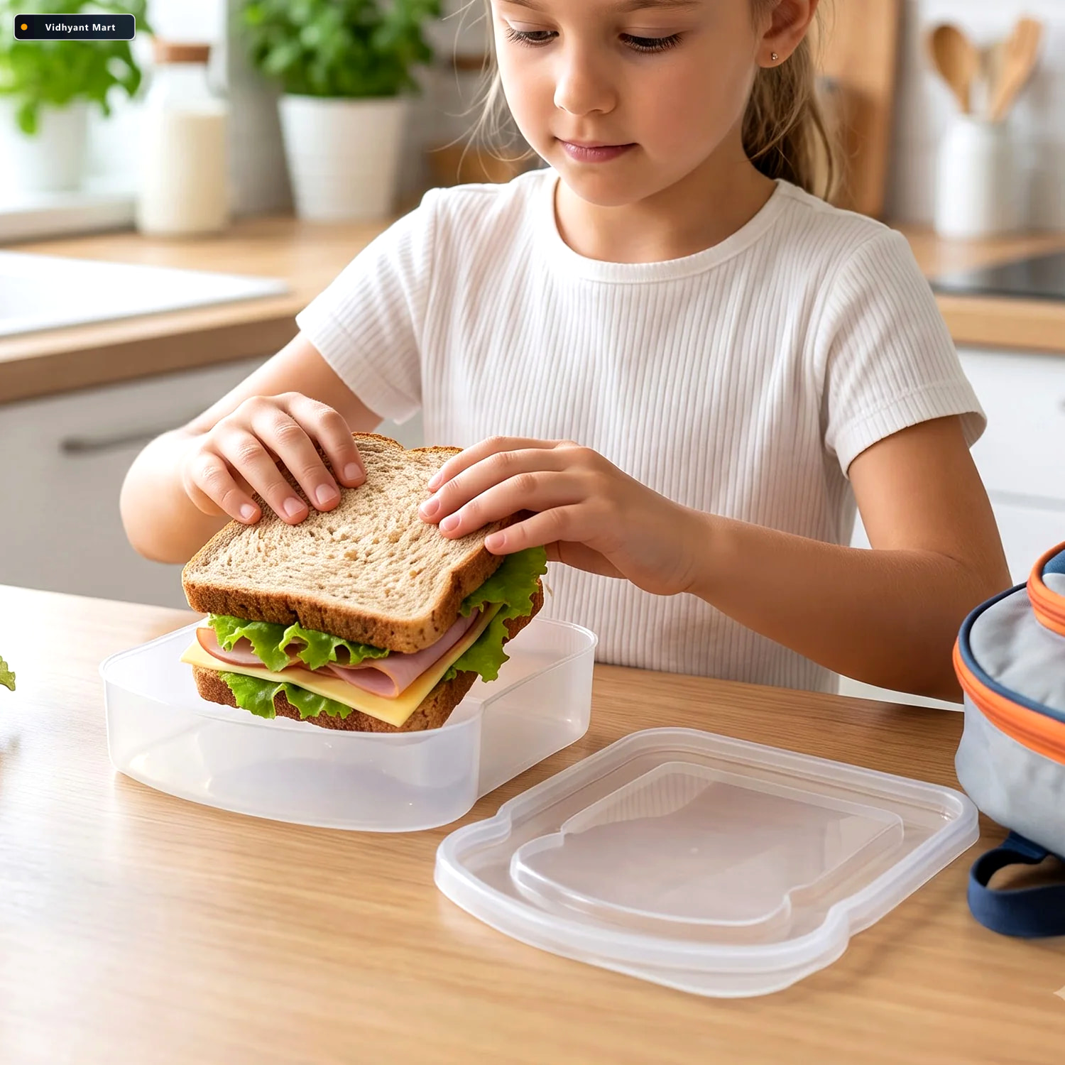Vidhyant Mart Portable Plastic Sandwich Lunch Box With Secure Li 2