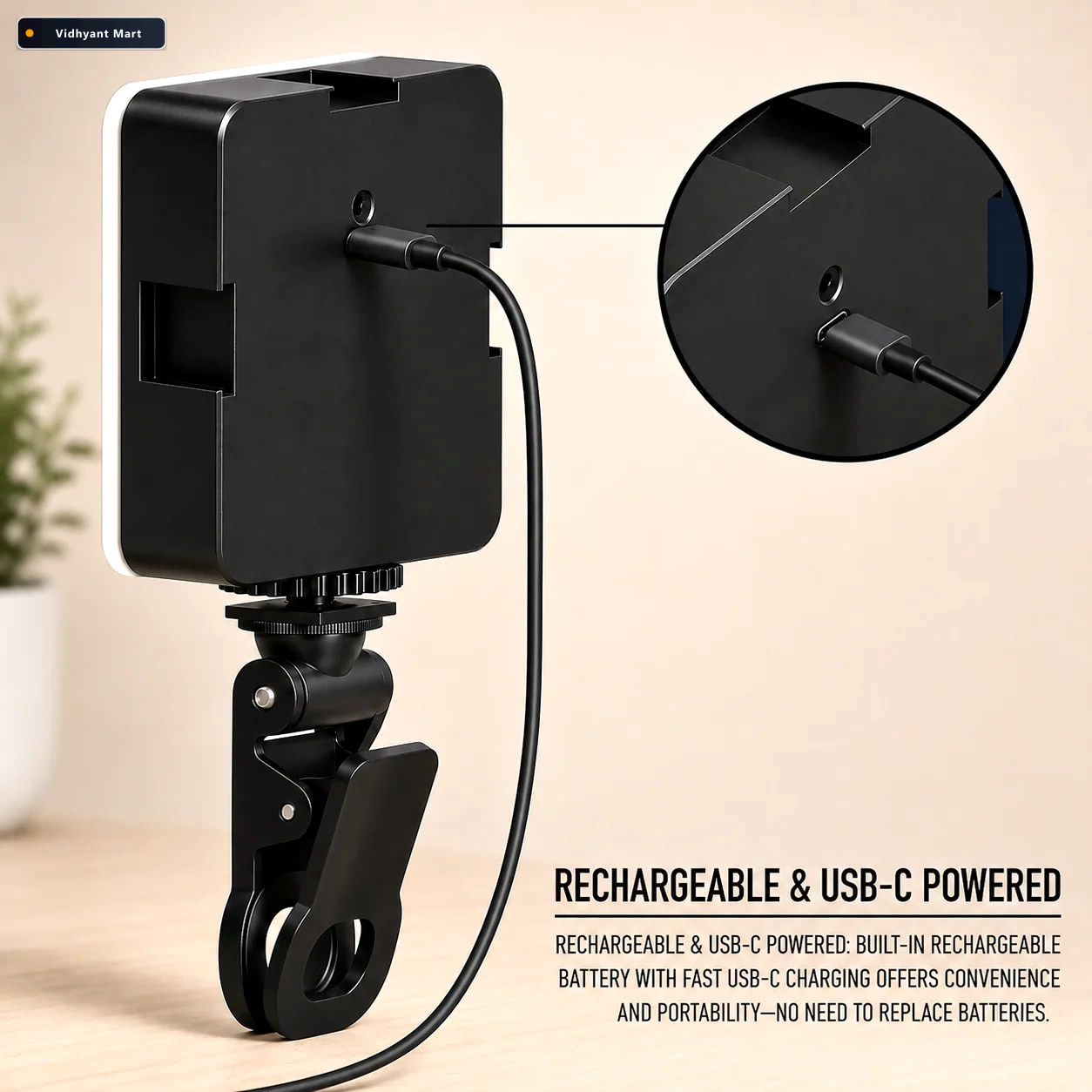 Vidhyant Mart Portable Rechargeable Rgb Led Video Light With Dis 2