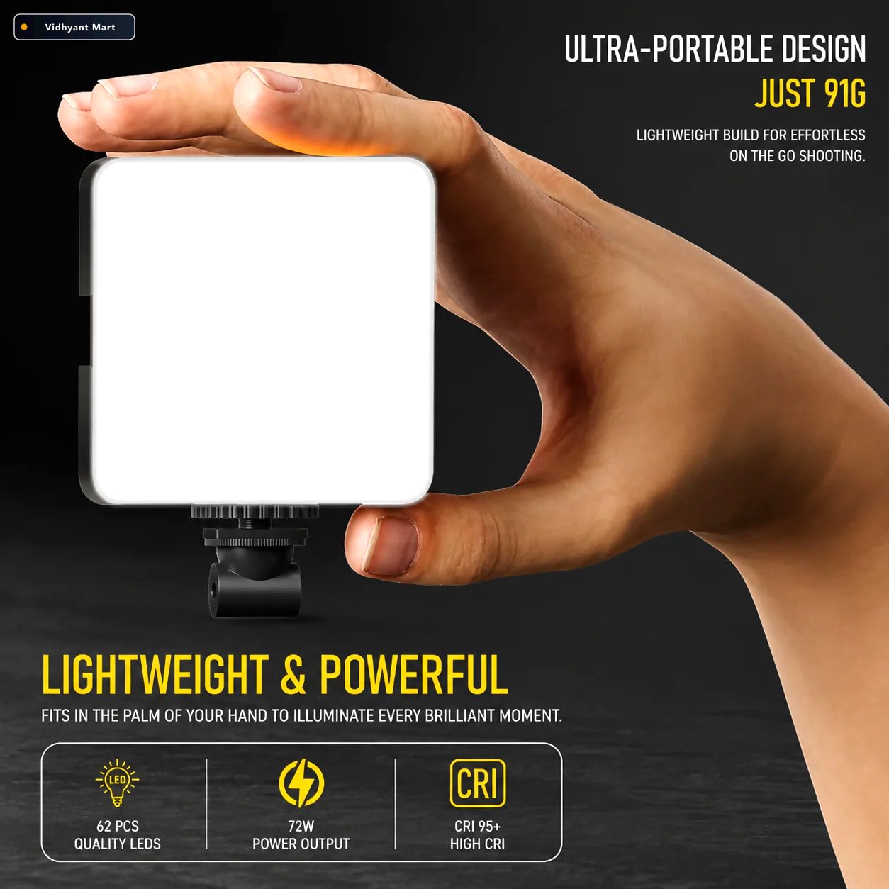 Vidhyant Mart Portable Rechargeable Rgb Led Video Light With Dis 3