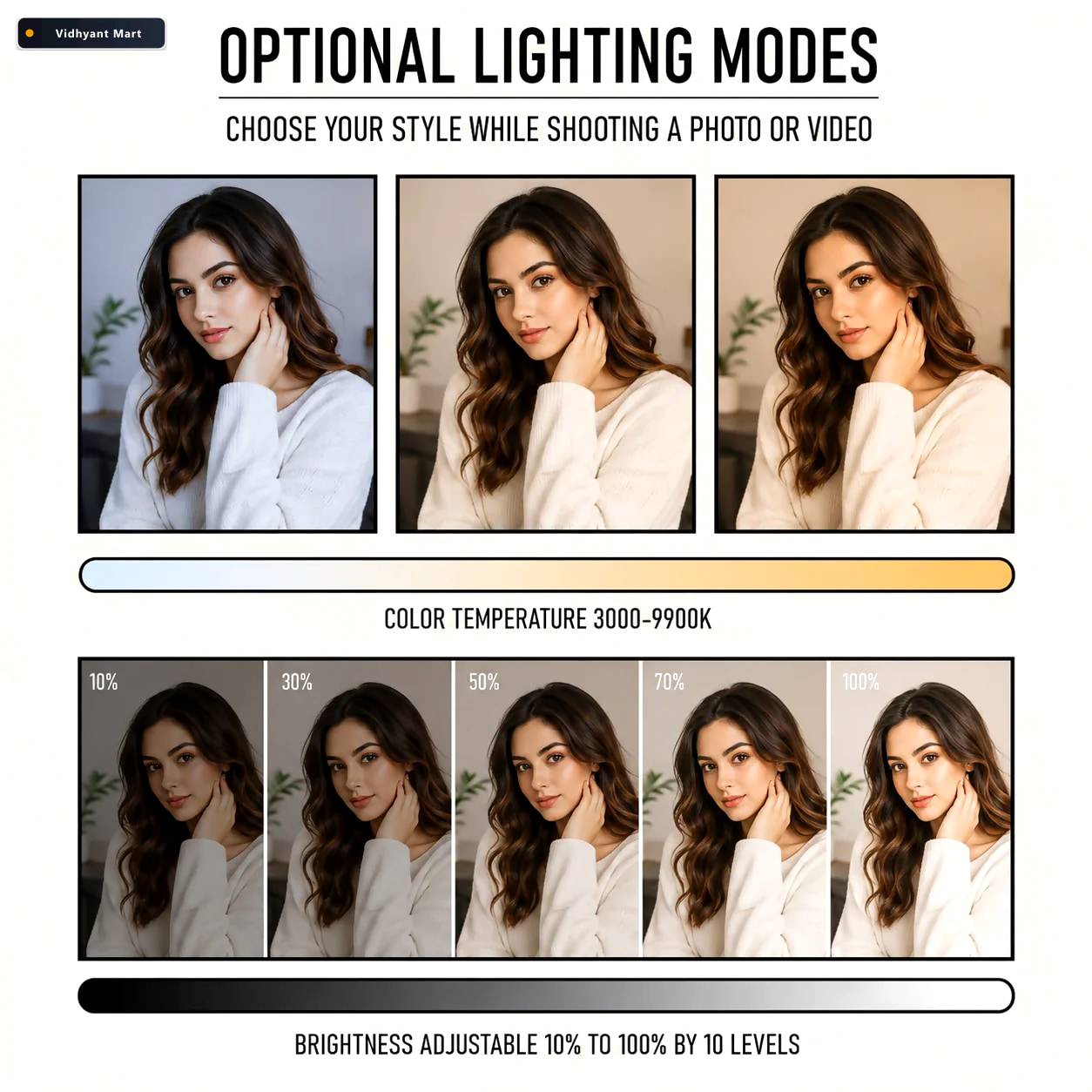 Vidhyant Mart Portable Rechargeable Rgb Led Video Light With Dis 5