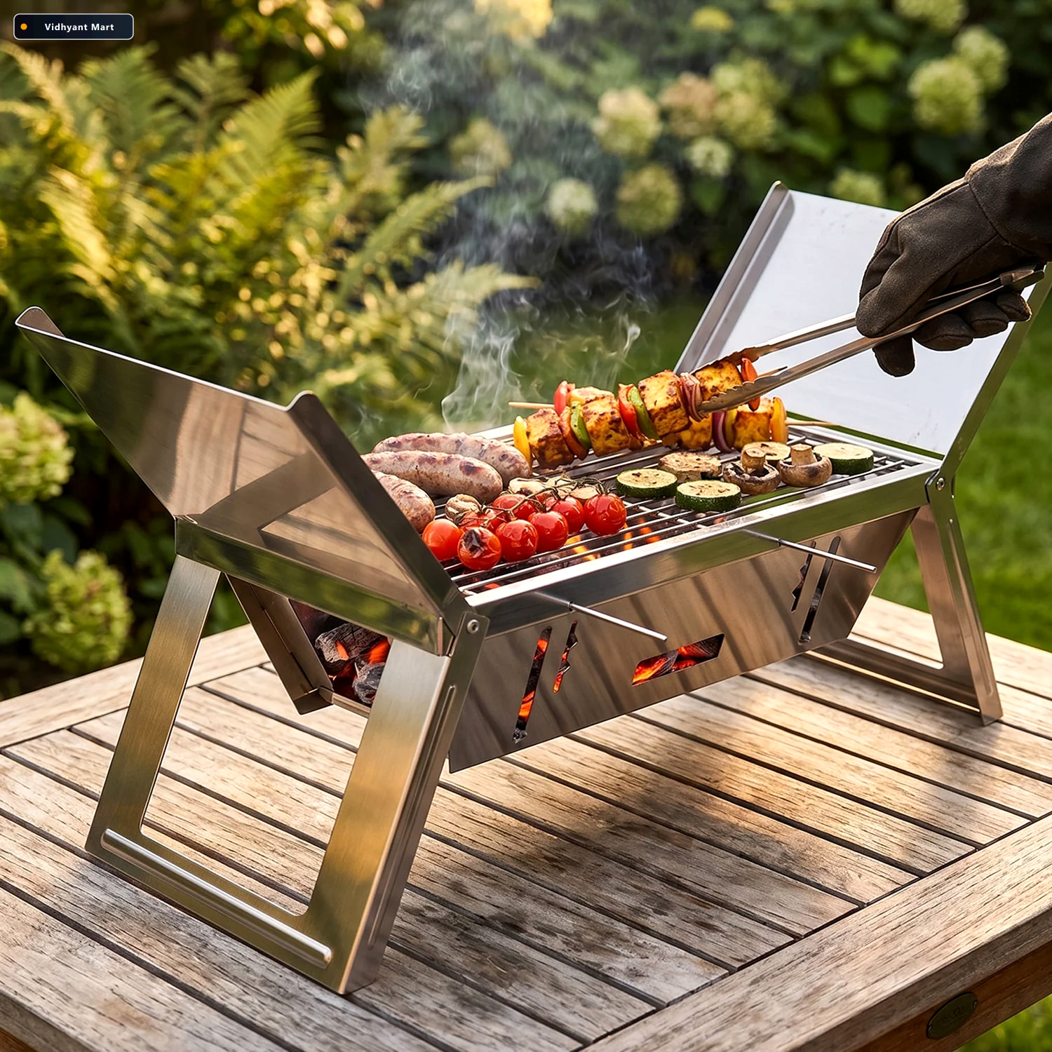 Vidhyant Mart Portable Stainless Steel Grill Compact Outdoor Bbq 2