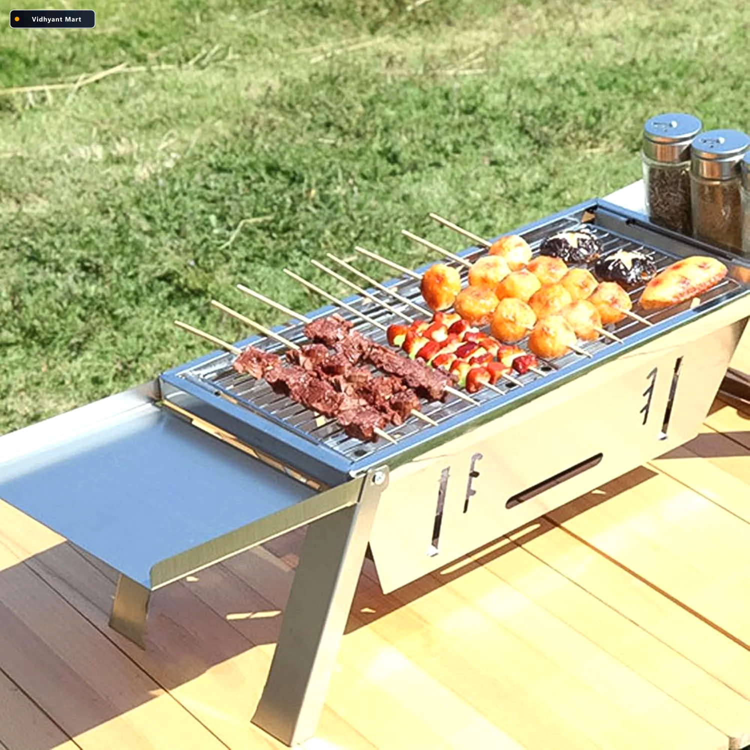 Vidhyant Mart Portable Stainless Steel Grill Compact Outdoor Bbq 3