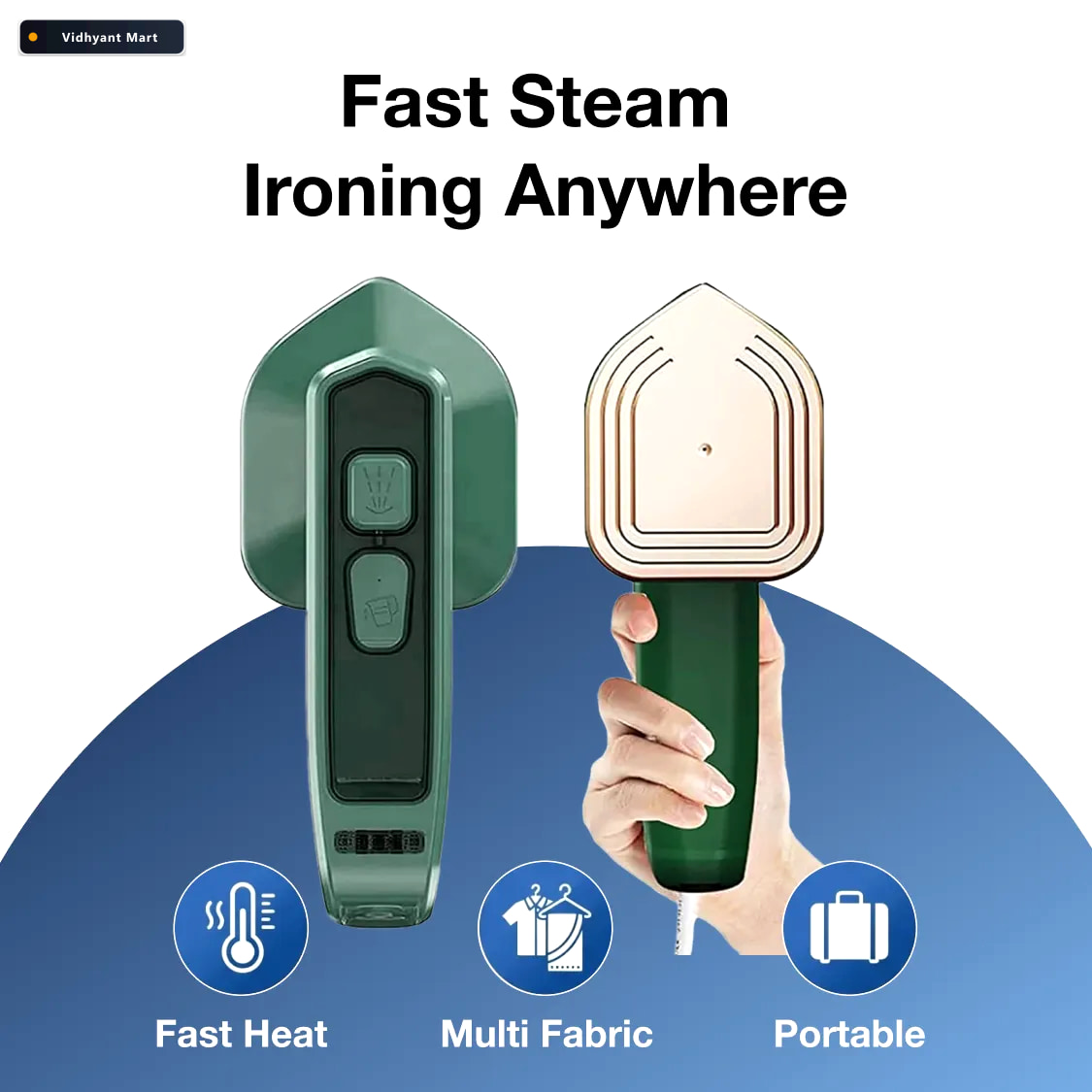 Vidhyant Mart Portable Steam Iron 2 In 1 Travel Garment Steamer 1