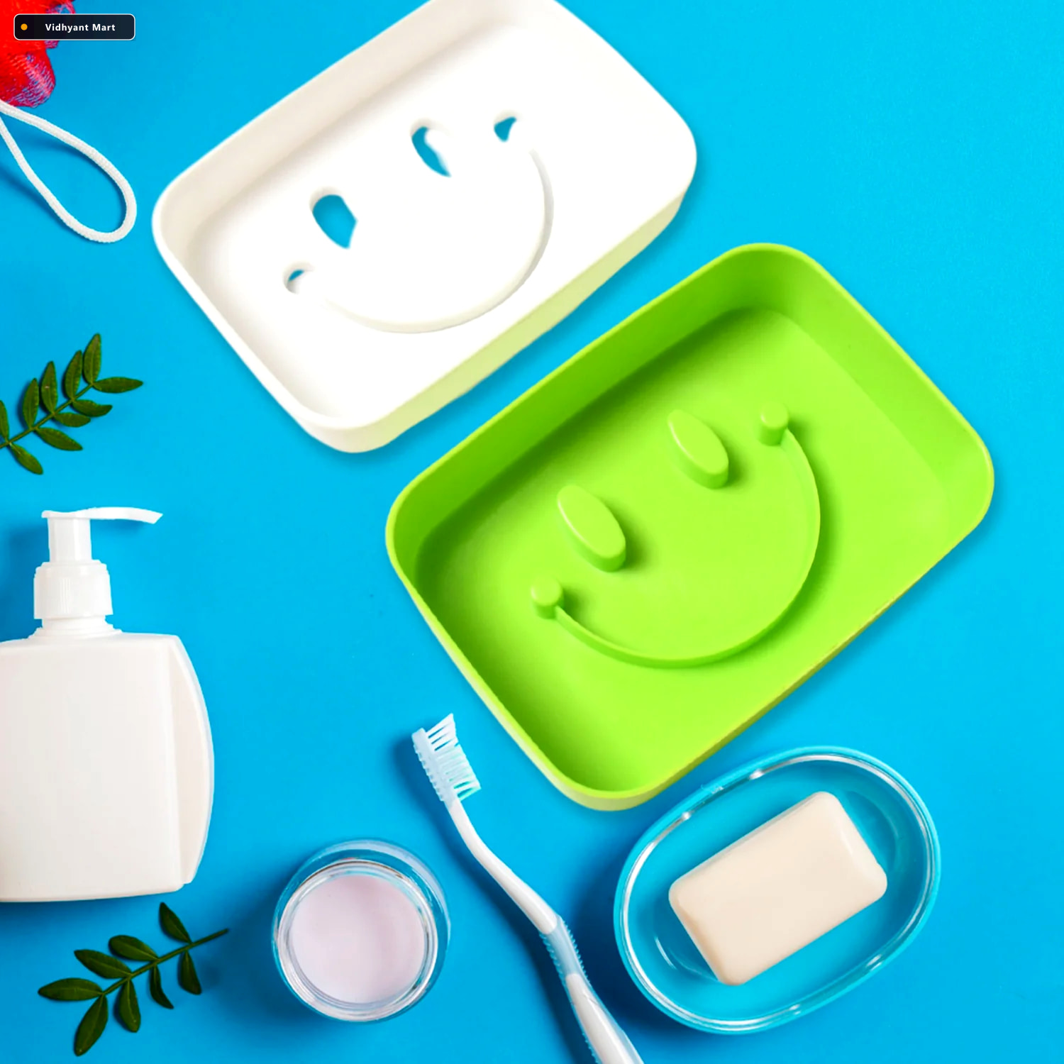 Vidhyant Mart Portable Travel Soap Dish Box Cute Smiley Face Dra 2