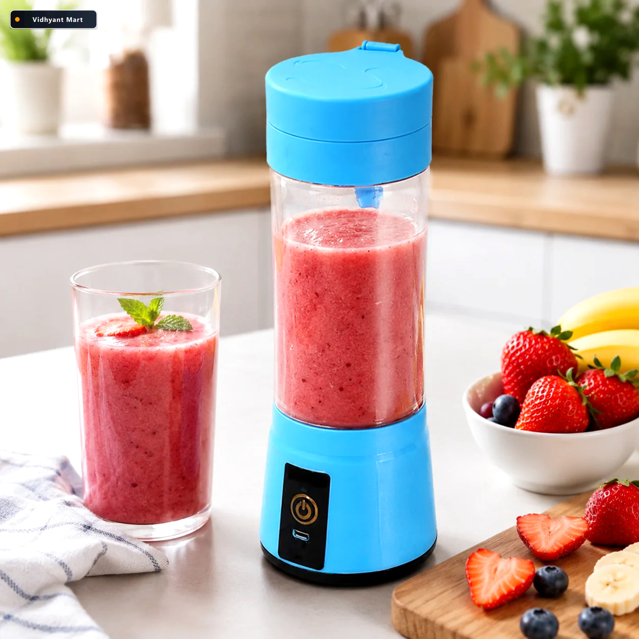 Vidhyant Mart Portable Usb Rechargeable 6 Blade Juicer Blender F 1