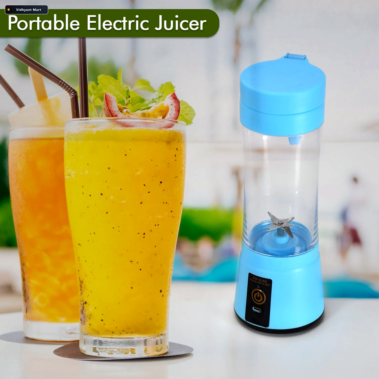 Vidhyant Mart Portable Usb Rechargeable 6 Blade Juicer Blender F 2