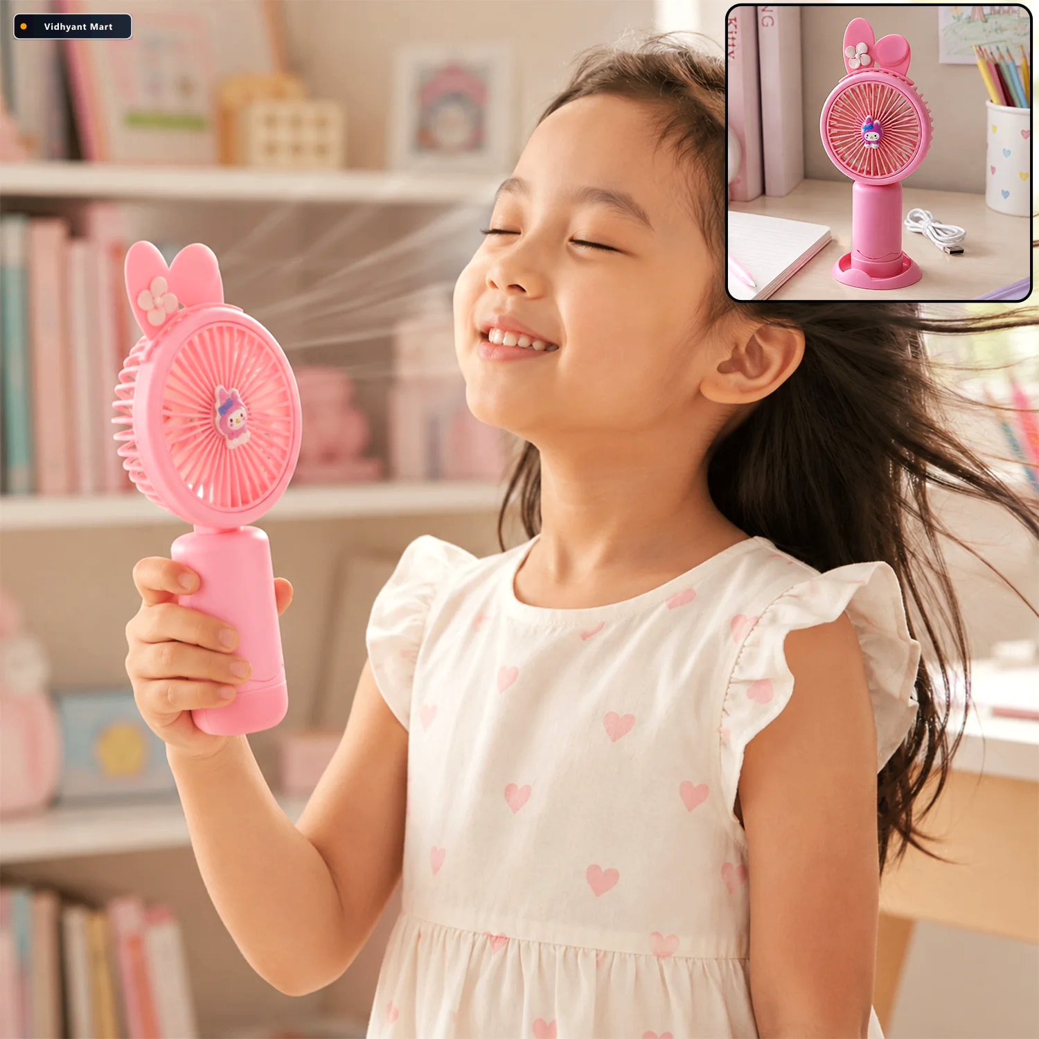 Vidhyant Mart Portable Usb Rechargeable Mini Handheld Fan With D 1