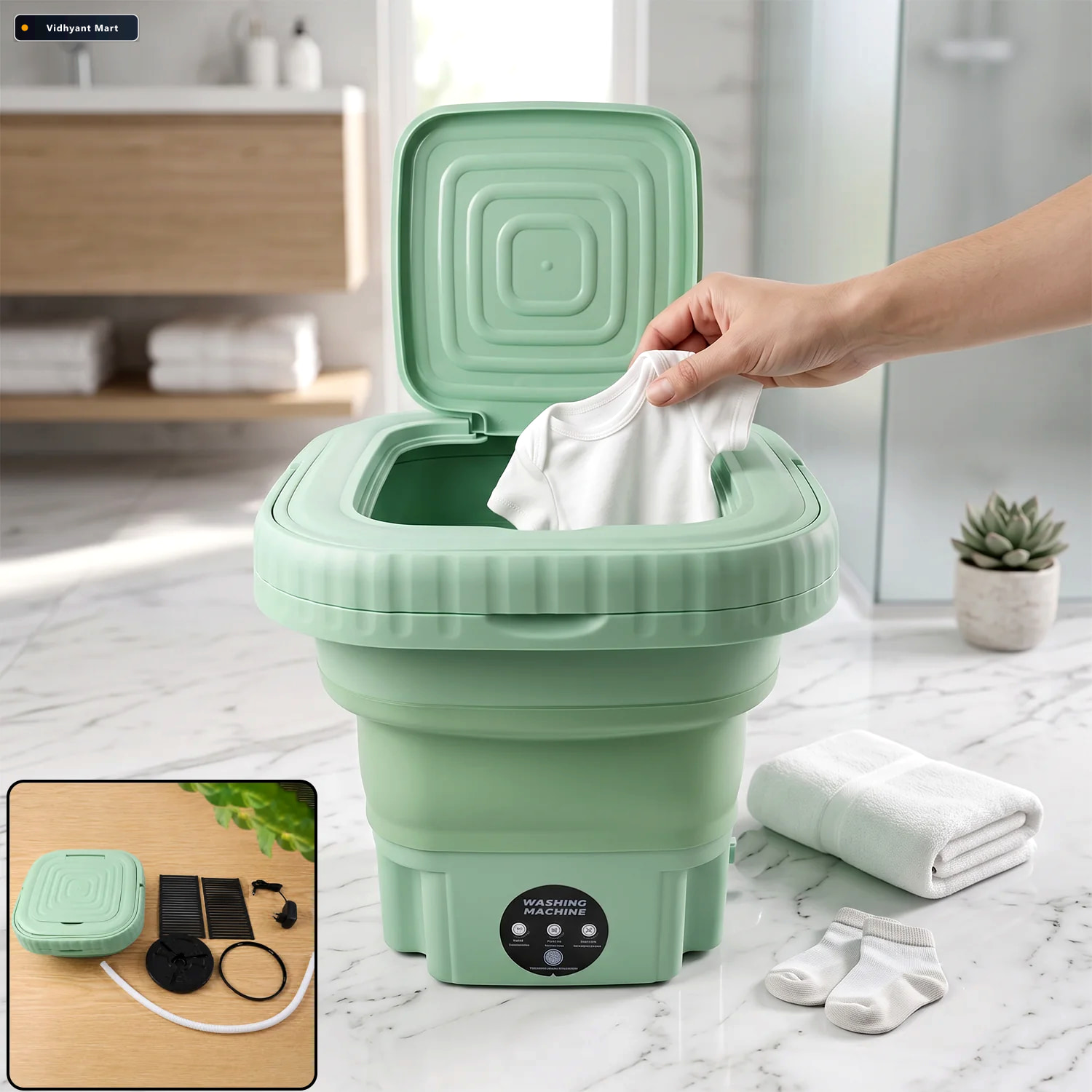 Vidhyant Mart Portable Washing Machine Mini Folding Washer For D 1