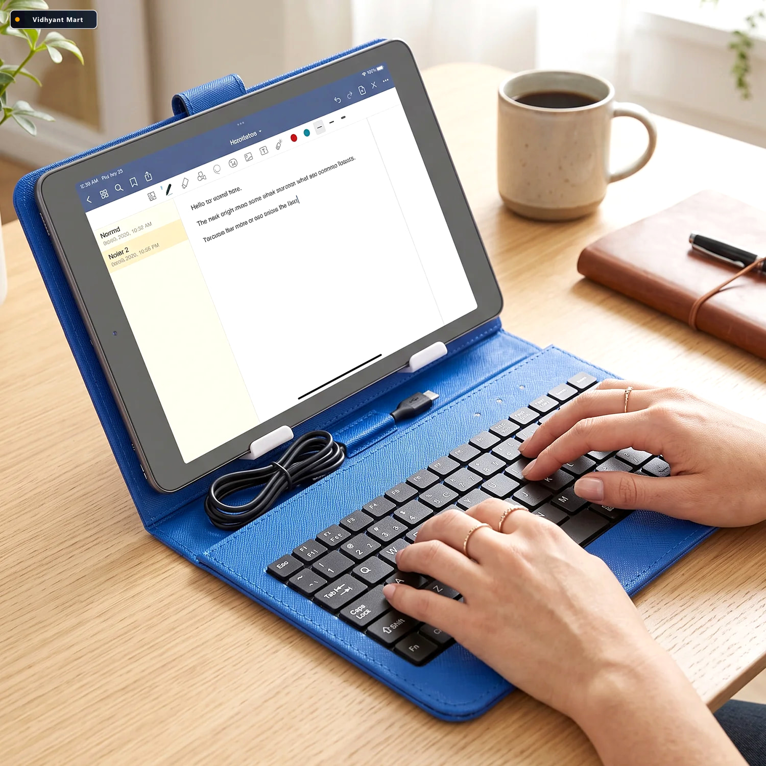 Vidhyant Mart Portable Wired Tablet Keyboard With Pu Leather Fli 2