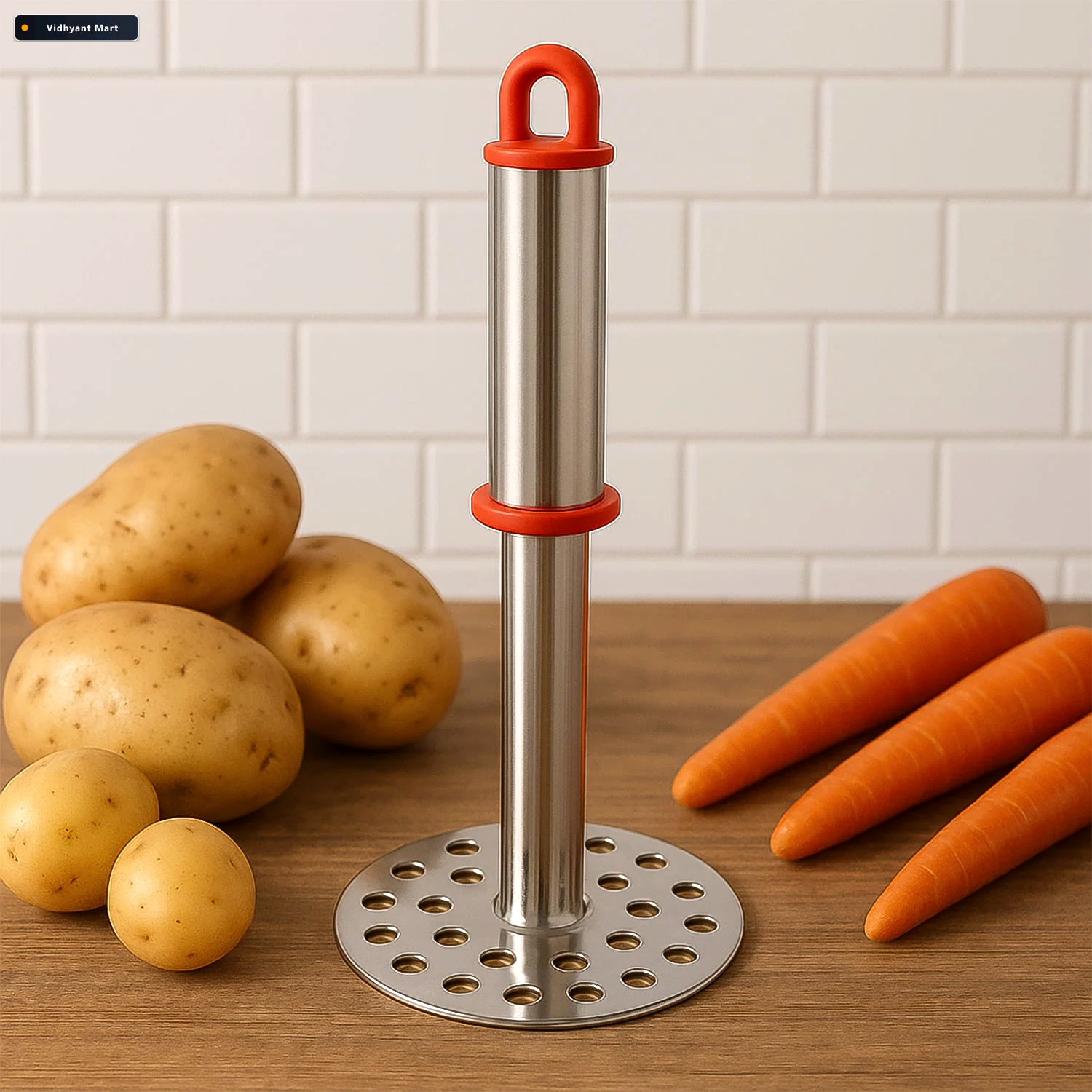Vidhyant Mart Potato Masher Stainless Steel With Ergonomic Handl 1