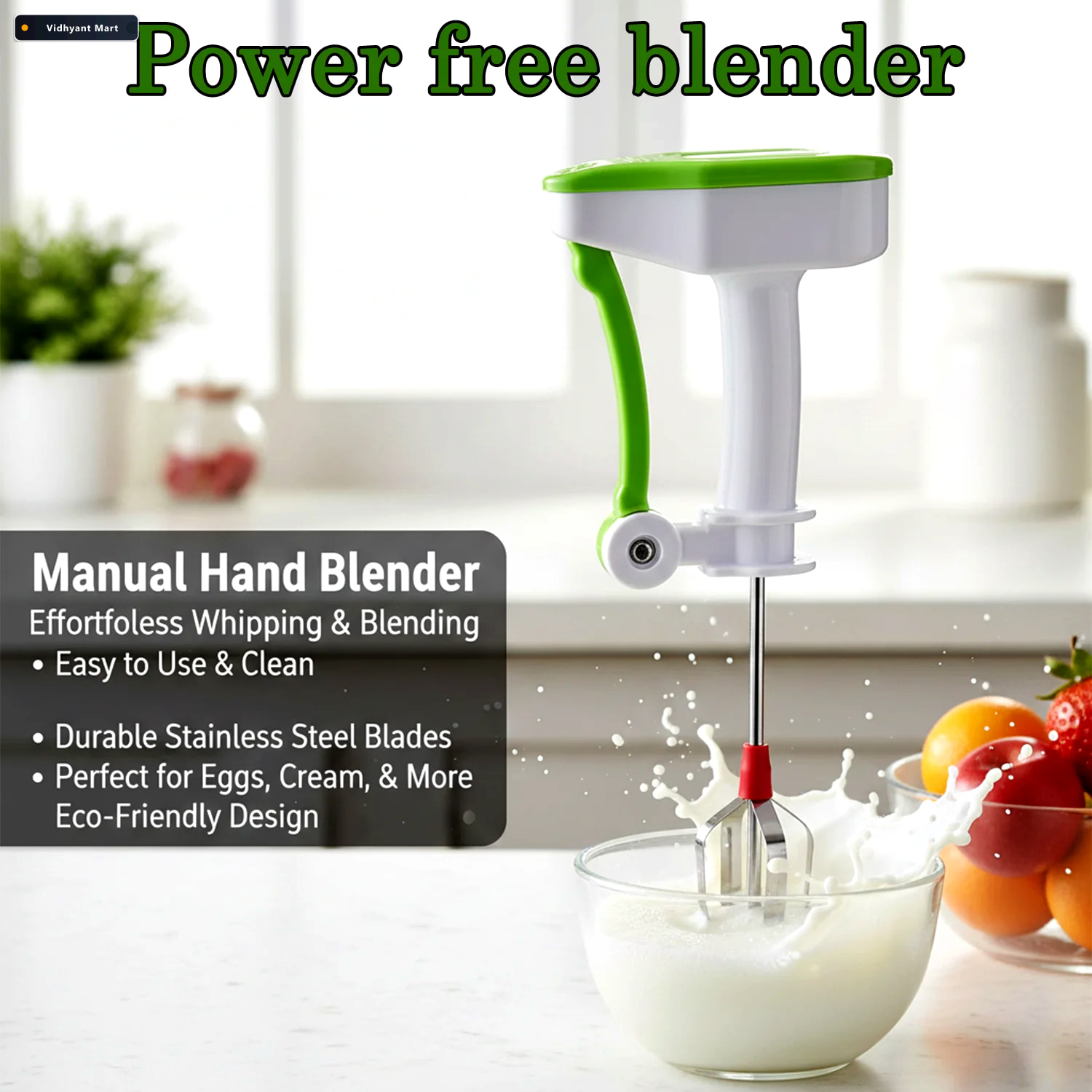 Vidhyant Mart Power Free Hand Blender Stainless Steel Whisk Dabs 3