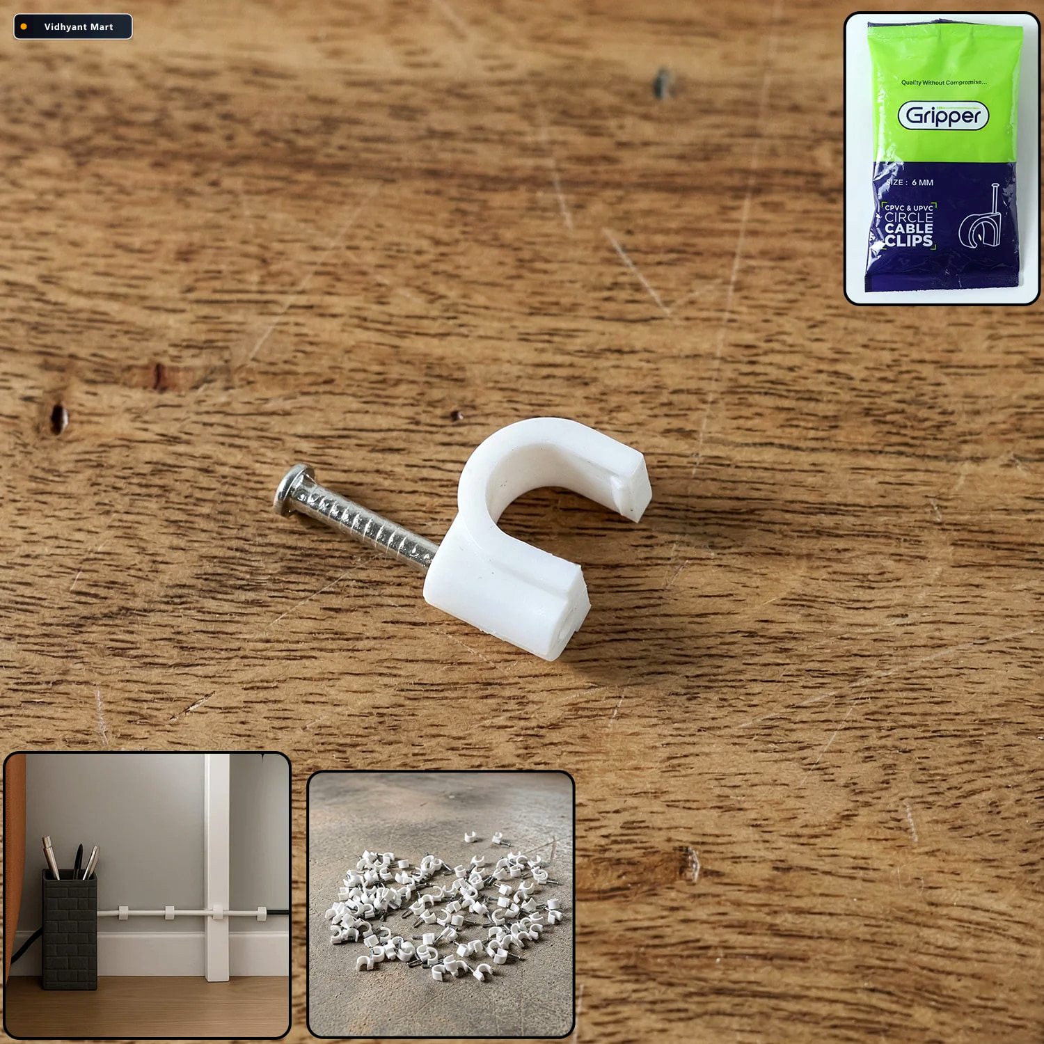 Vidhyant Mart Premium 6mm Cable Management Nail Clips Easy Wire 1