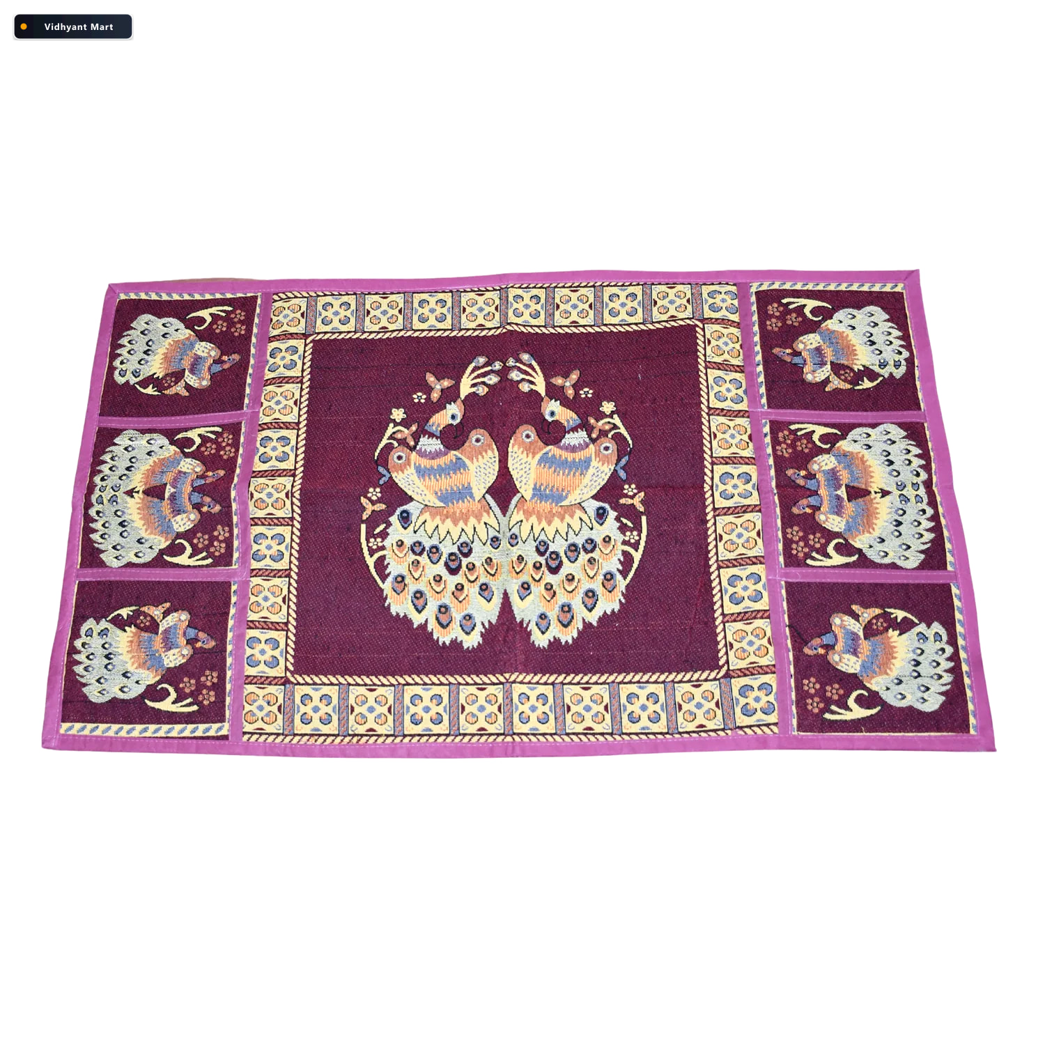 Vidhyant Mart Premium Cotton Fridge Top Cover Peacock Design Wit 4