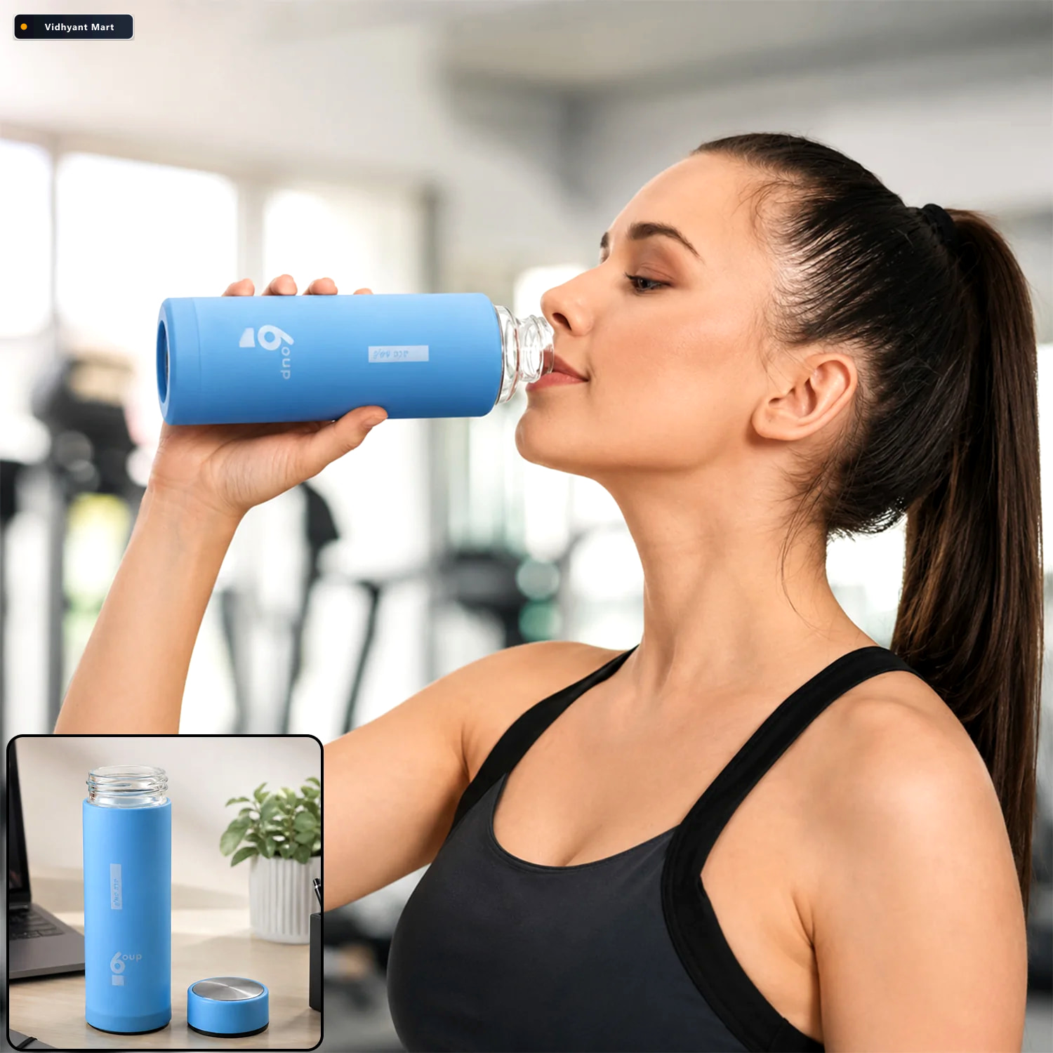 Vidhyant Mart Premium Glass Drinking Water Bottle With Protectiv 1