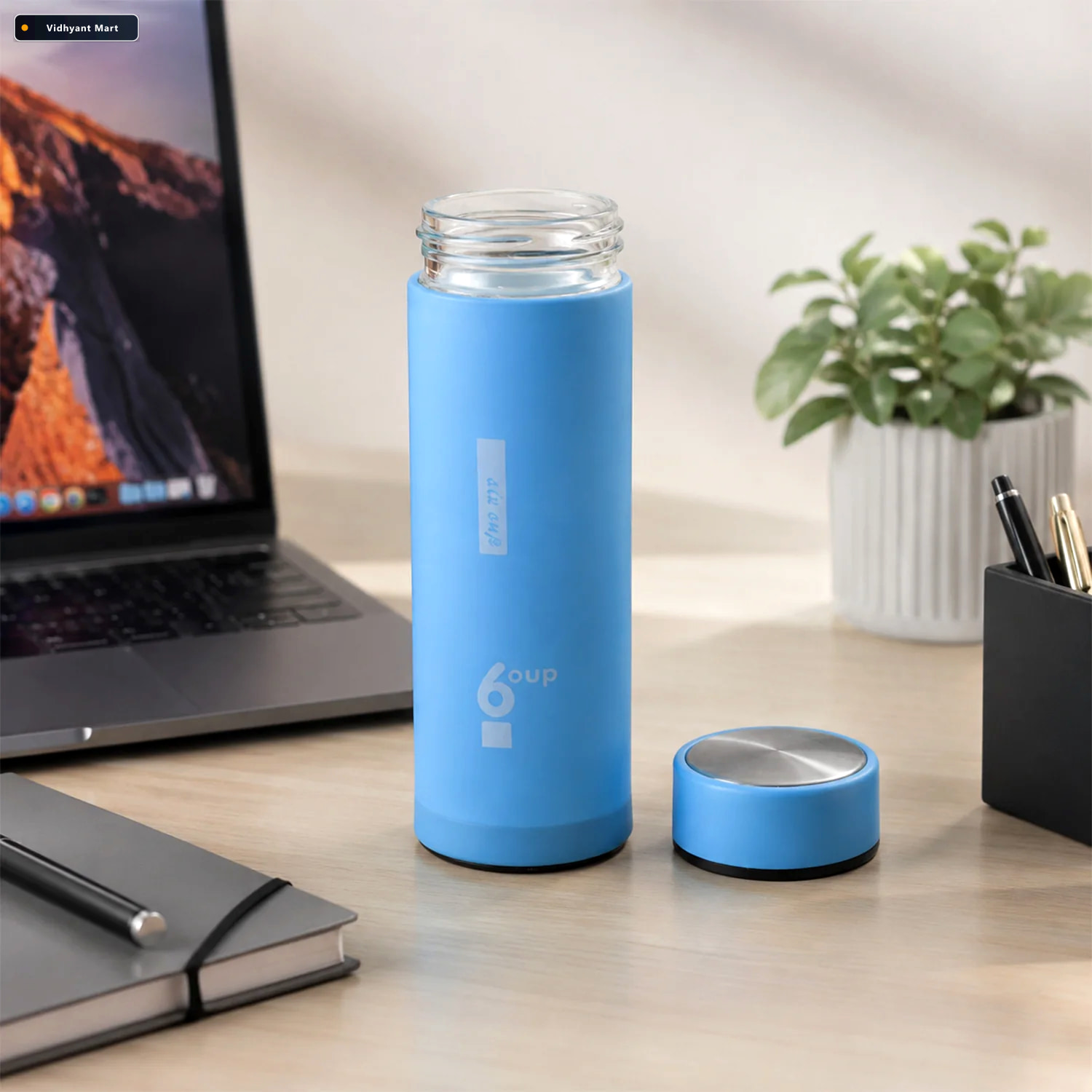 Vidhyant Mart Premium Glass Drinking Water Bottle With Protectiv 3