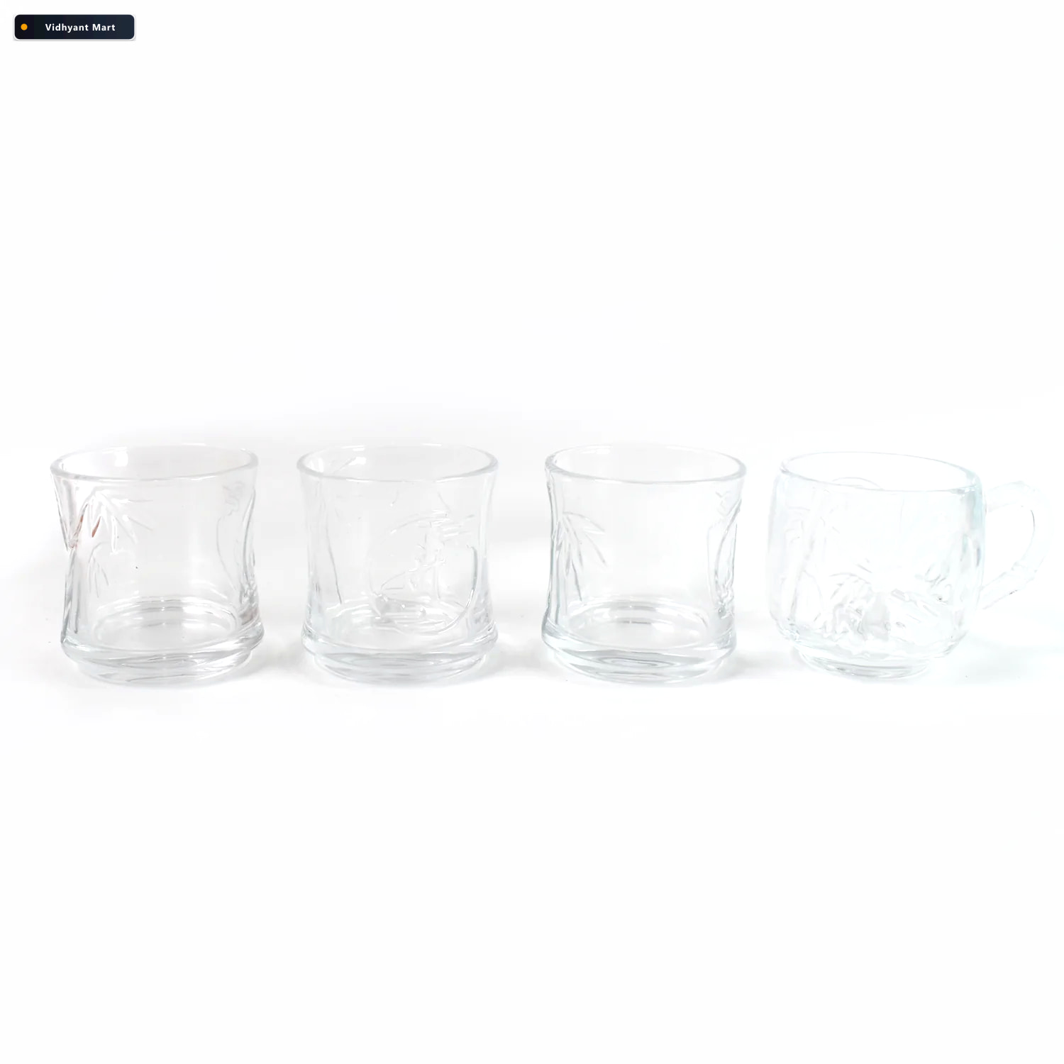 Vidhyant Mart Premium Glass Drinkware Cup Mugs Set 4 Pc Set 4