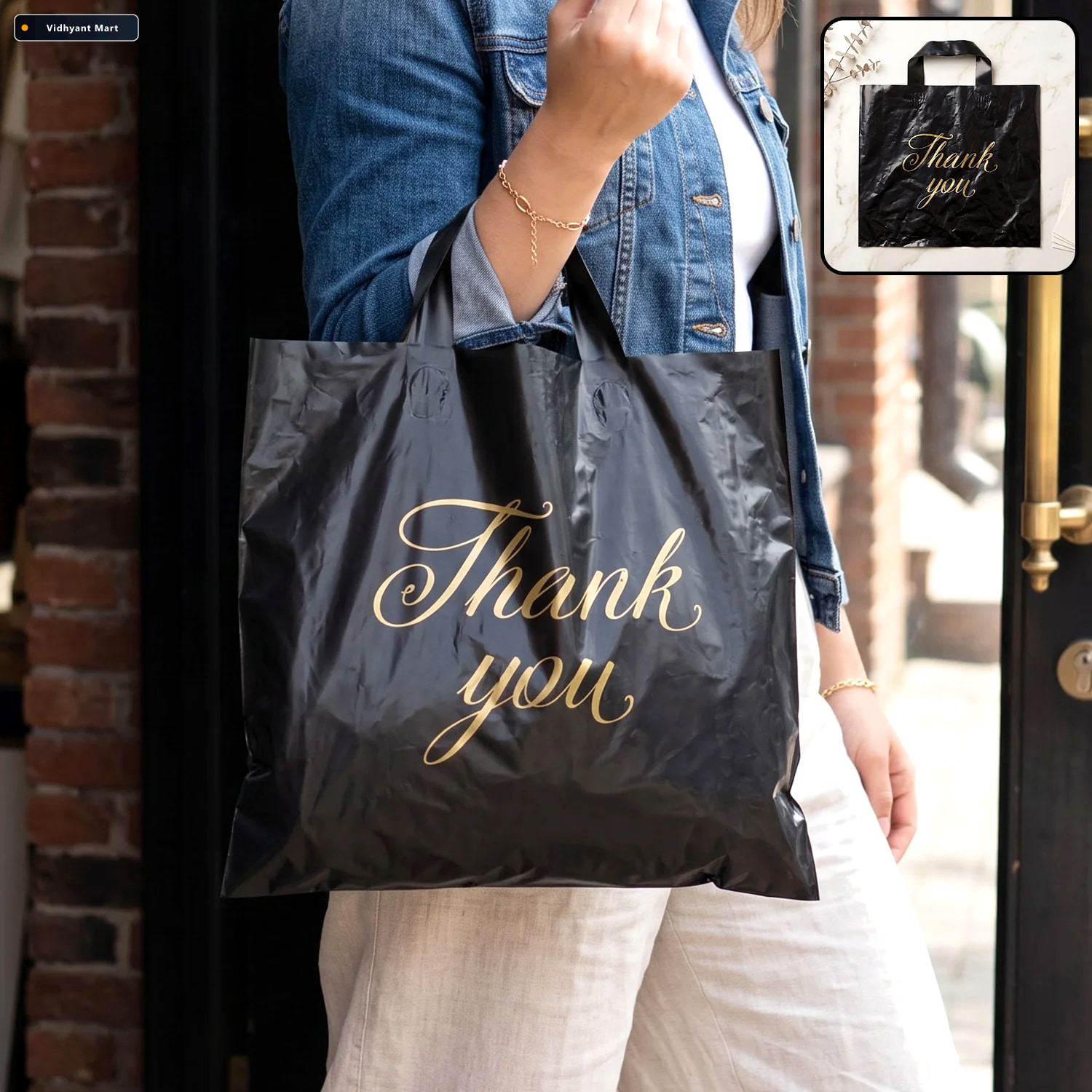 Vidhyant Mart Premium Reusable Plastic Thank You Print Gift Carr 1