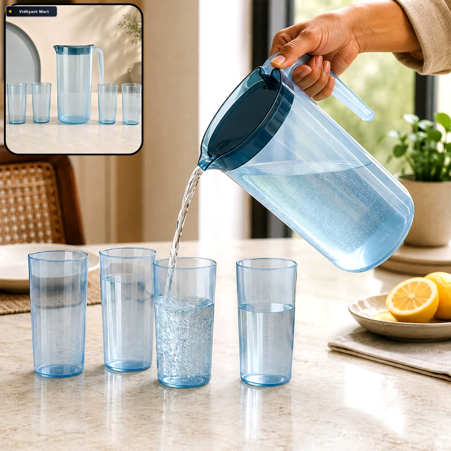 Vidhyant Mart Premium Unbreakable Jug With Glass 1500 Ml Jug Wit 1