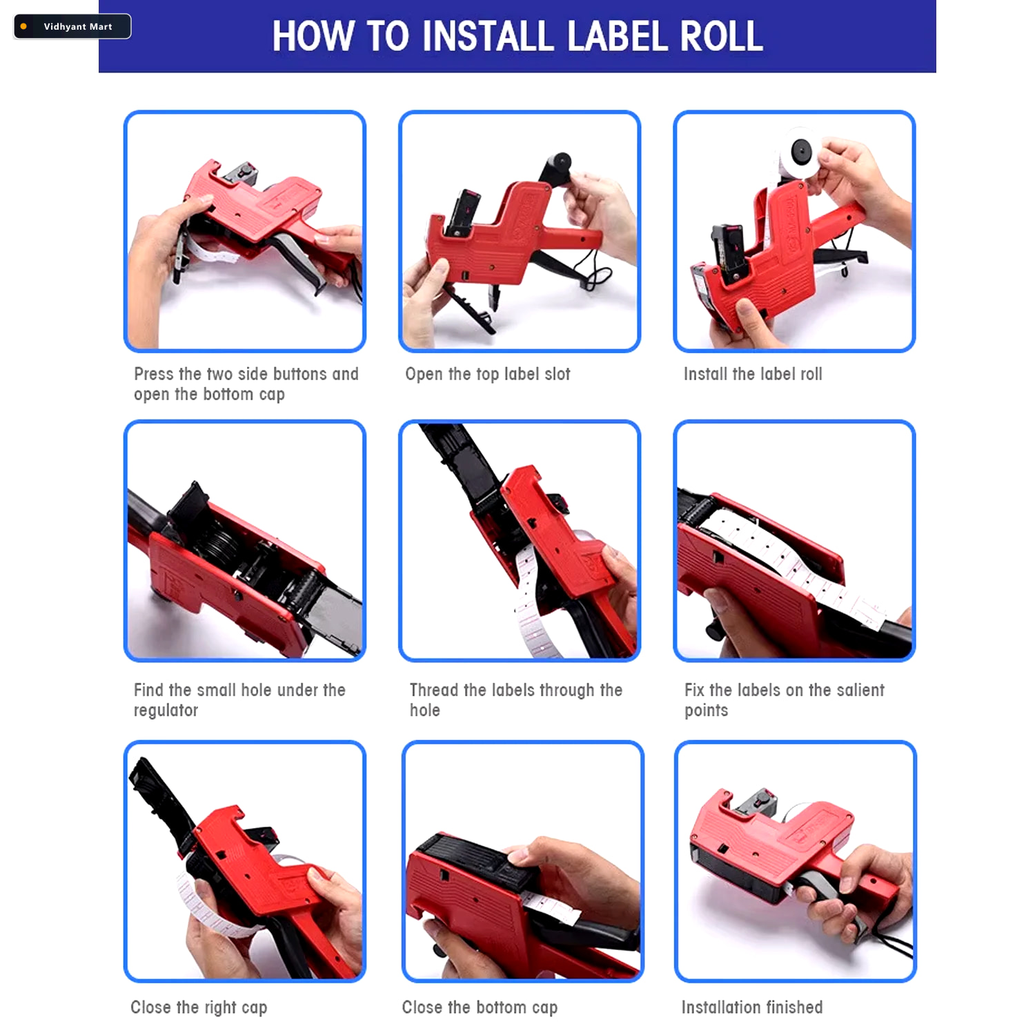 Vidhyant Mart Price Tag Gun Handheld 8 Digit For Retail Market V 2