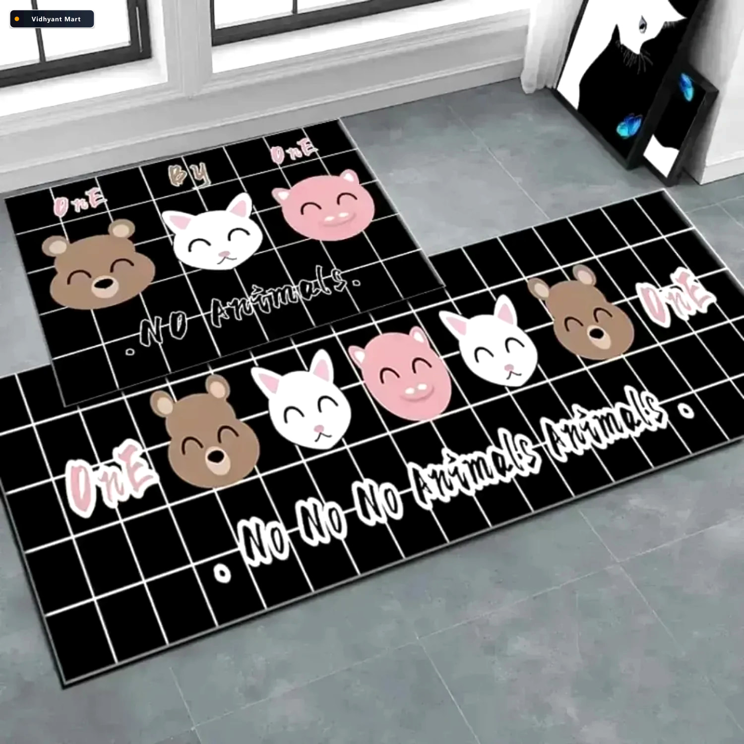 Vidhyant Mart Printed Anti Slip Floor Mat Set Safe Decorative Fo 2