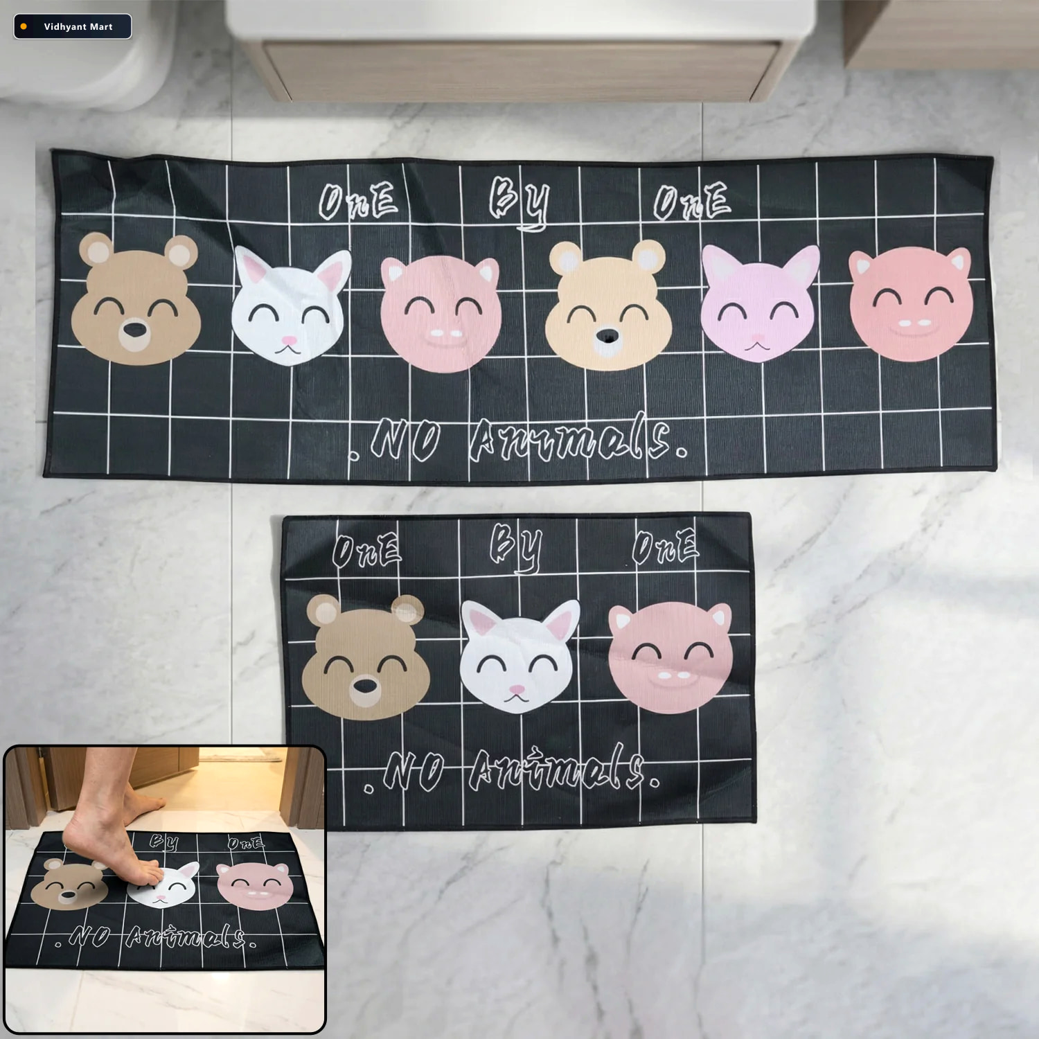 Vidhyant Mart Printed Anti Slip Floor Mat Set Safe Decorative Fo 3