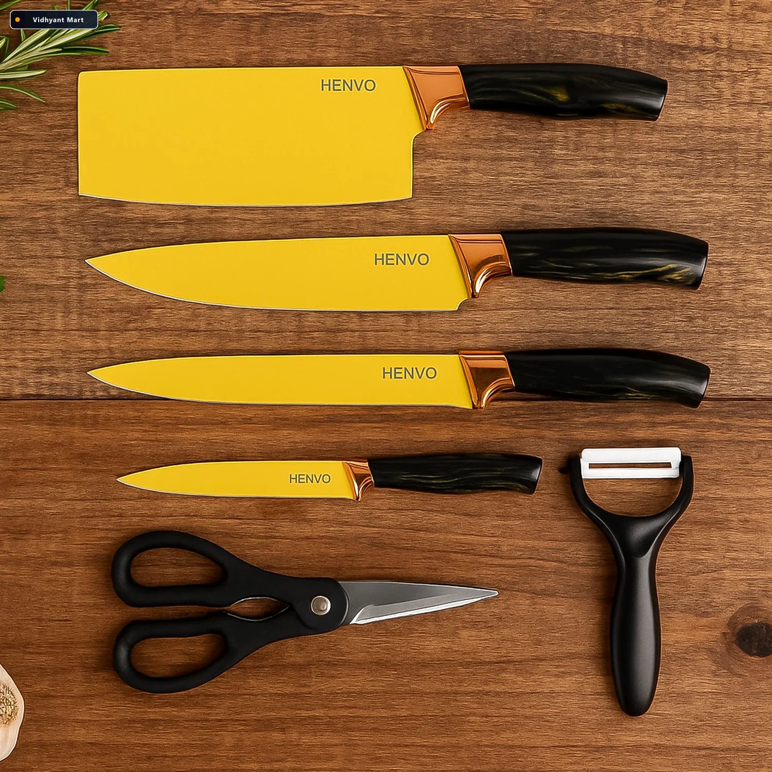 Vidhyant Mart Professional Kitchen Knife Set 6 Piece Stainless S 3