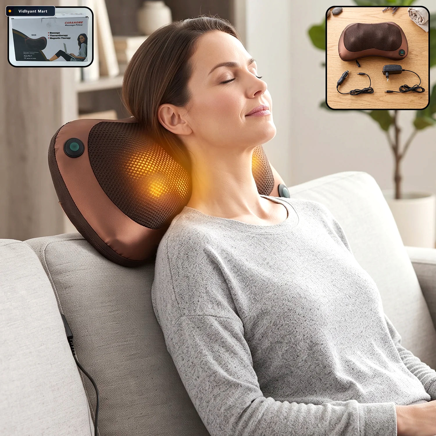 Vidhyant Mart Professional Massage Pillow Heat Rollers Velvet We 1