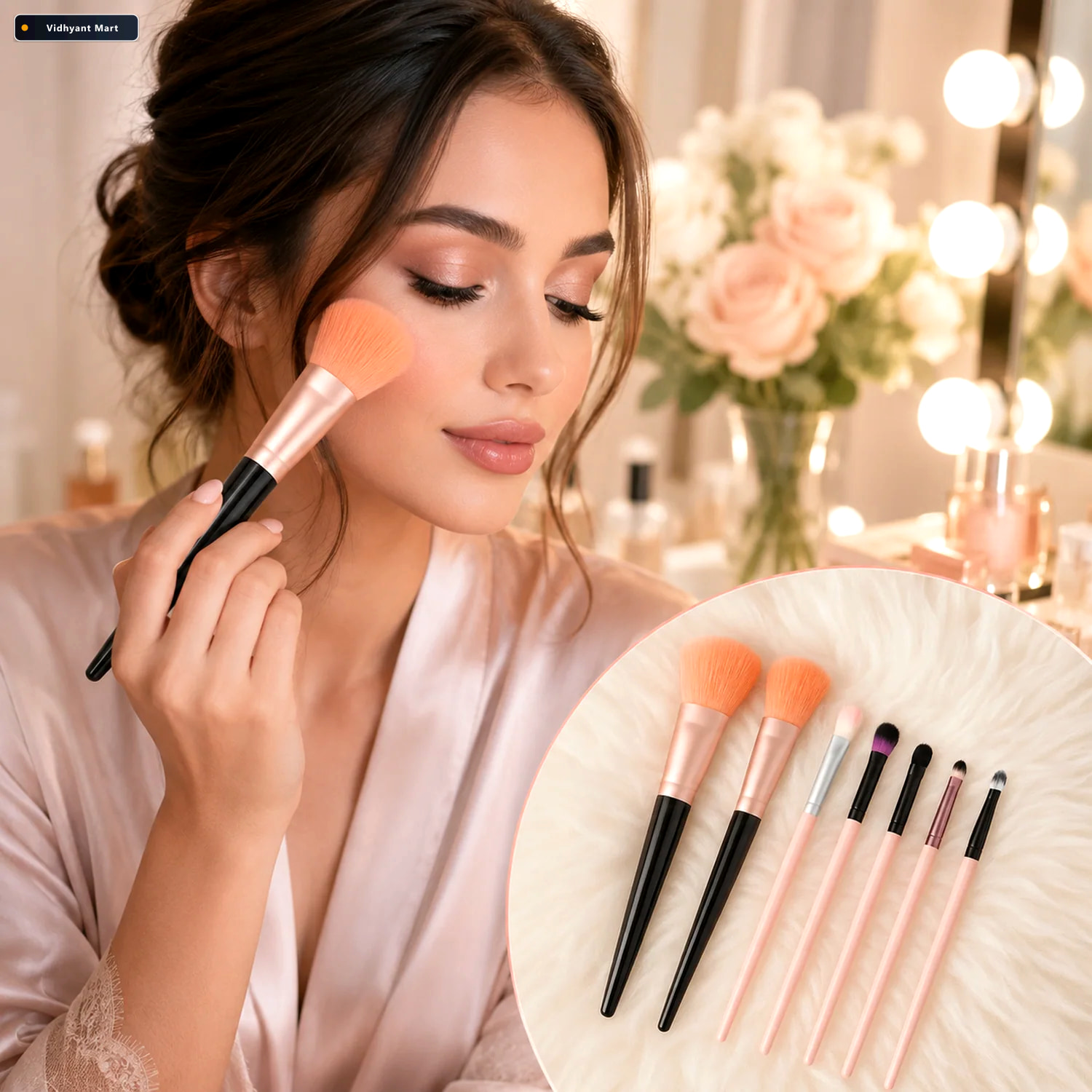 Vidhyant Mart Professional Soft Makeup Brush Set 7 Pc With Trave 1