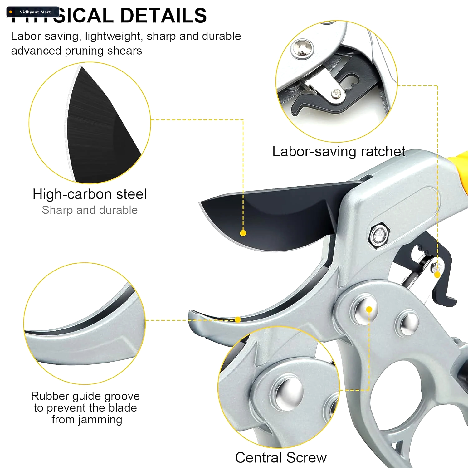 Vidhyant Mart Pruning Shears Ergonomic Ratchet Gardening Tool Fo 3