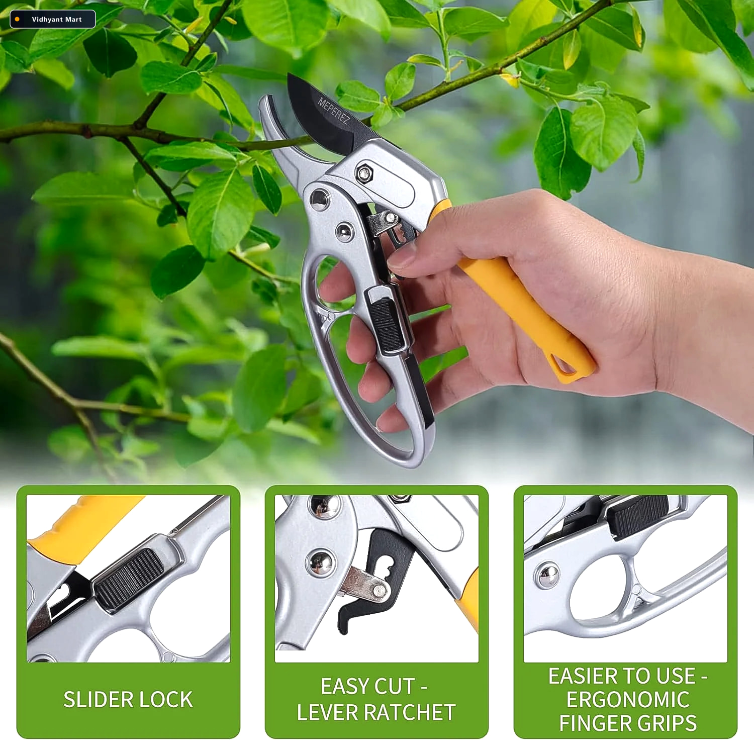 Vidhyant Mart Pruning Shears Ergonomic Ratchet Gardening Tool Fo 4