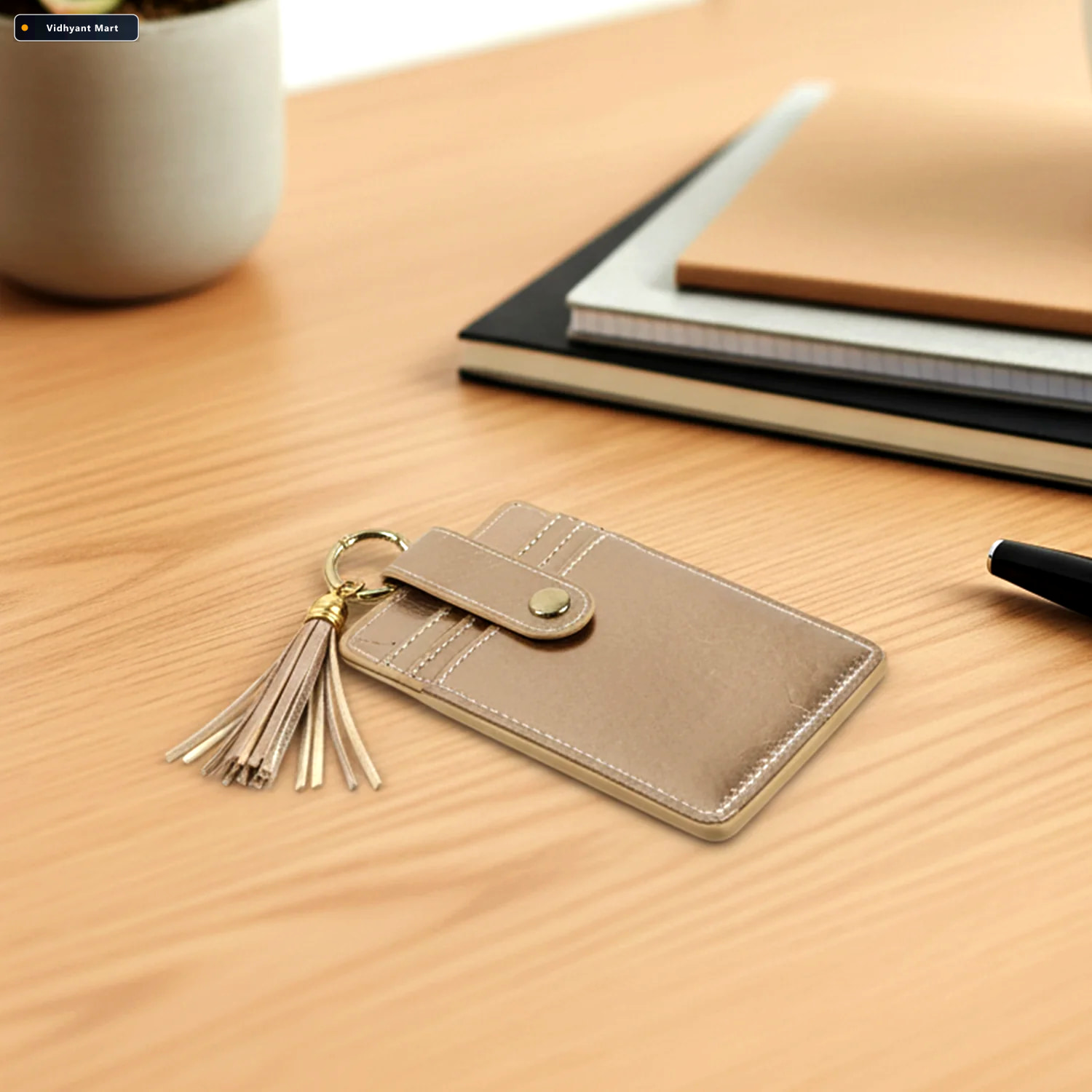 Vidhyant Mart Pu Leather Card Holder Wallet Compact Secure With 2