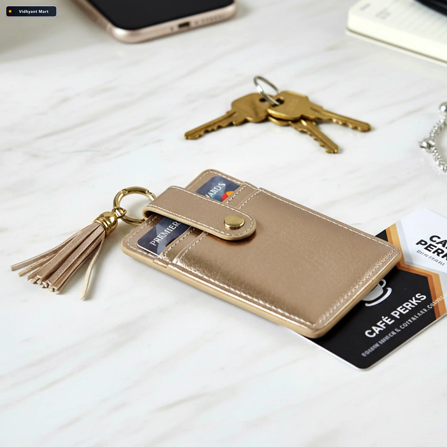 Vidhyant Mart Pu Leather Card Holder Wallet Compact Secure With 4