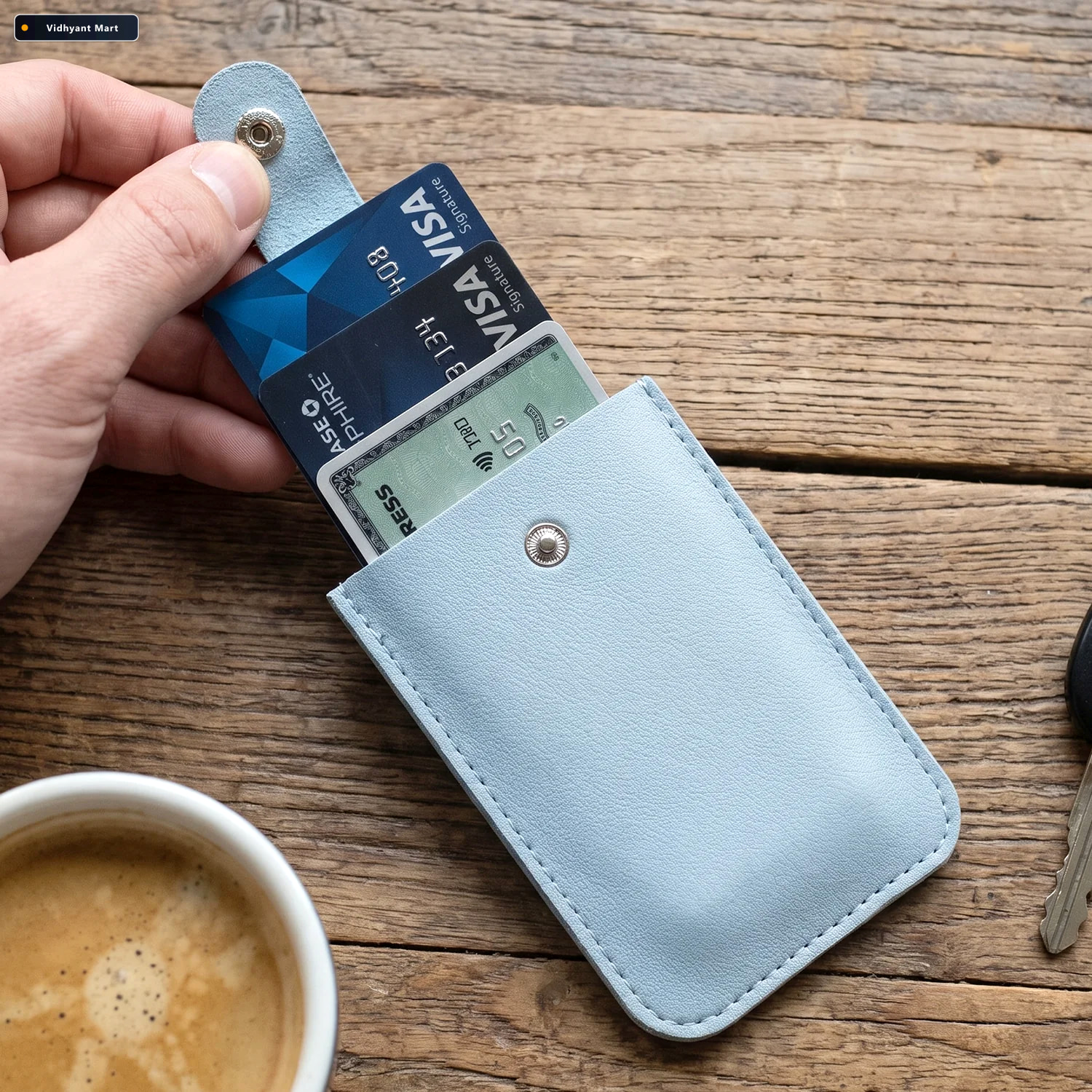 Vidhyant Mart Pu Leather Snap Button Pull Out Card Holder Wallet 3
