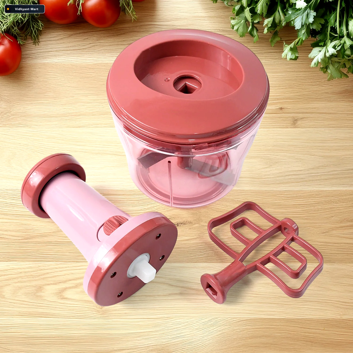 Vidhyant Mart Push Chopper 1000ml Sharp Stainless Steel Blades E 3
