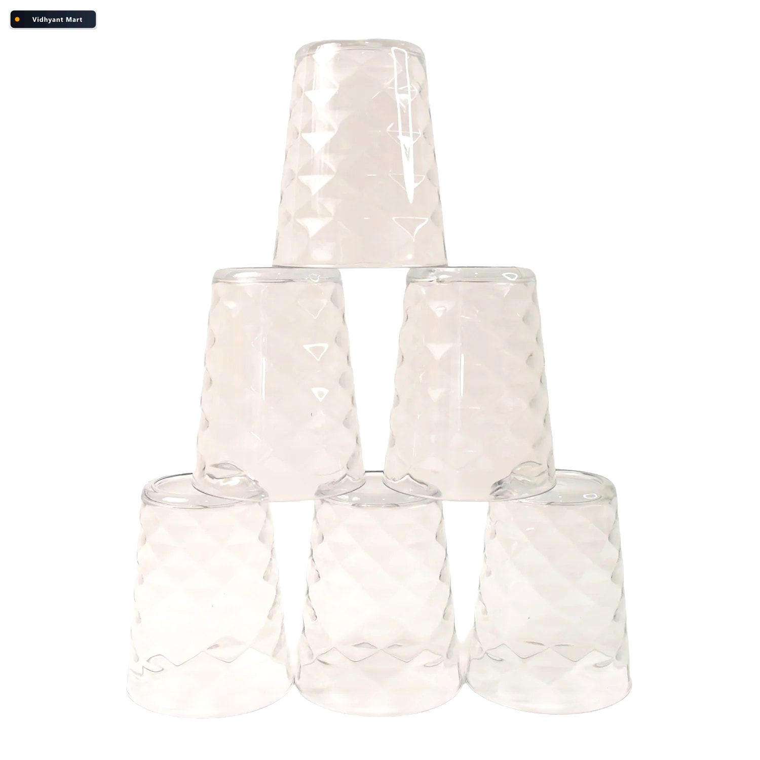 Vidhyant Mart Pyramid Glass 300 Ml Unbreakable Plastic Tumbler 4