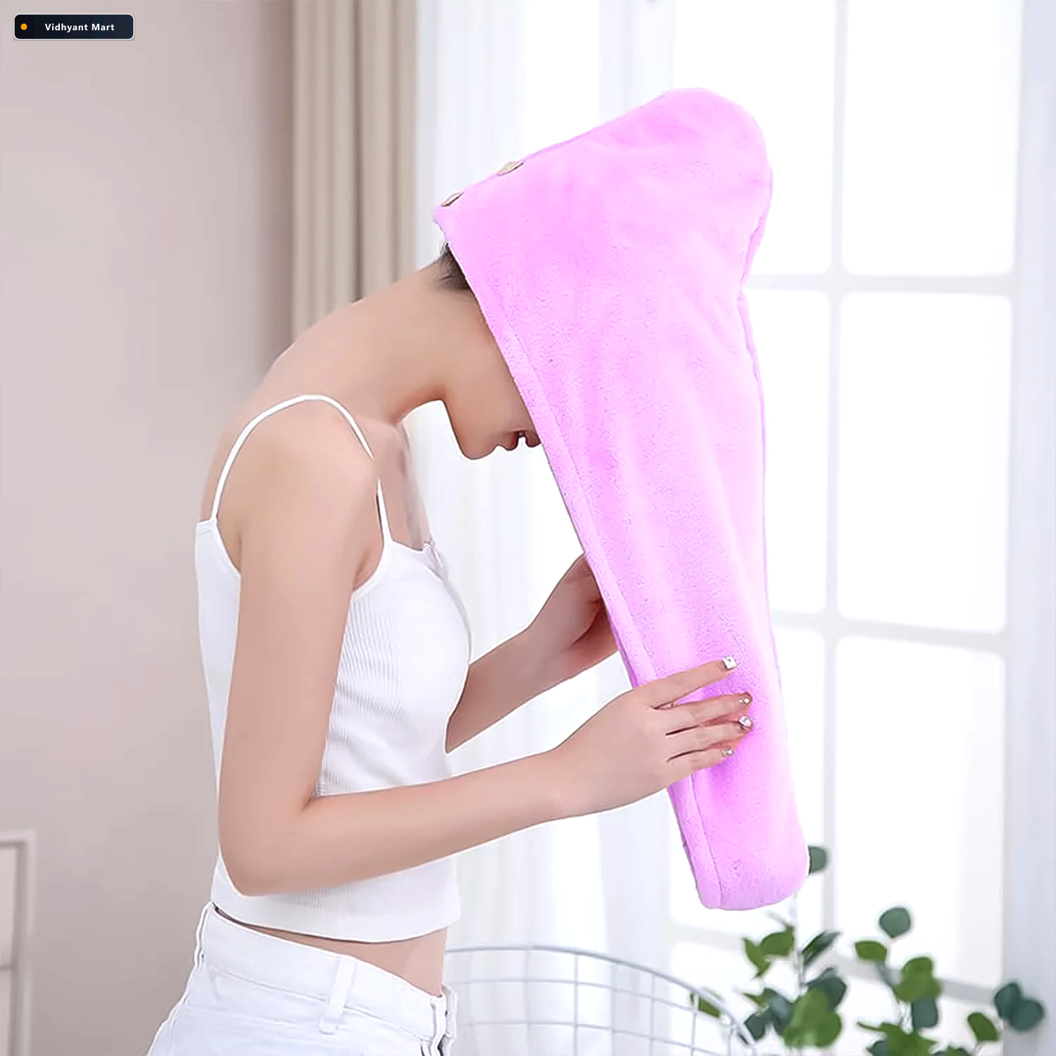 Vidhyant Mart Quick Dry Microfiber Hair Wrap Turban With Button 2