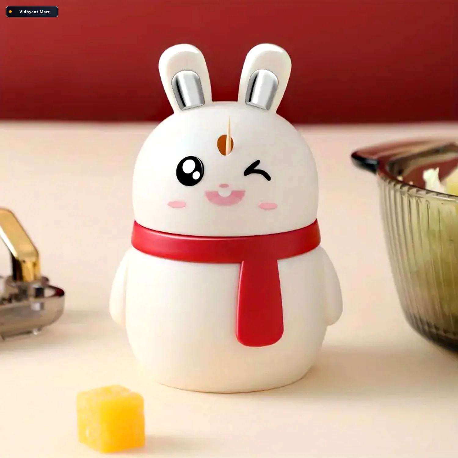 Vidhyant Mart Rabbit Toothpick Dispenser Automatic Press Design 1