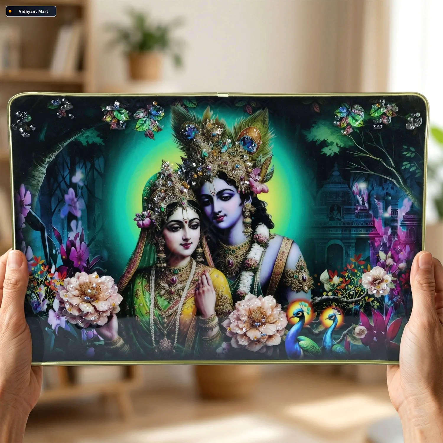 Vidhyant Mart Radha Krishna Wall Frame Elegant Spiritual Decor F 2