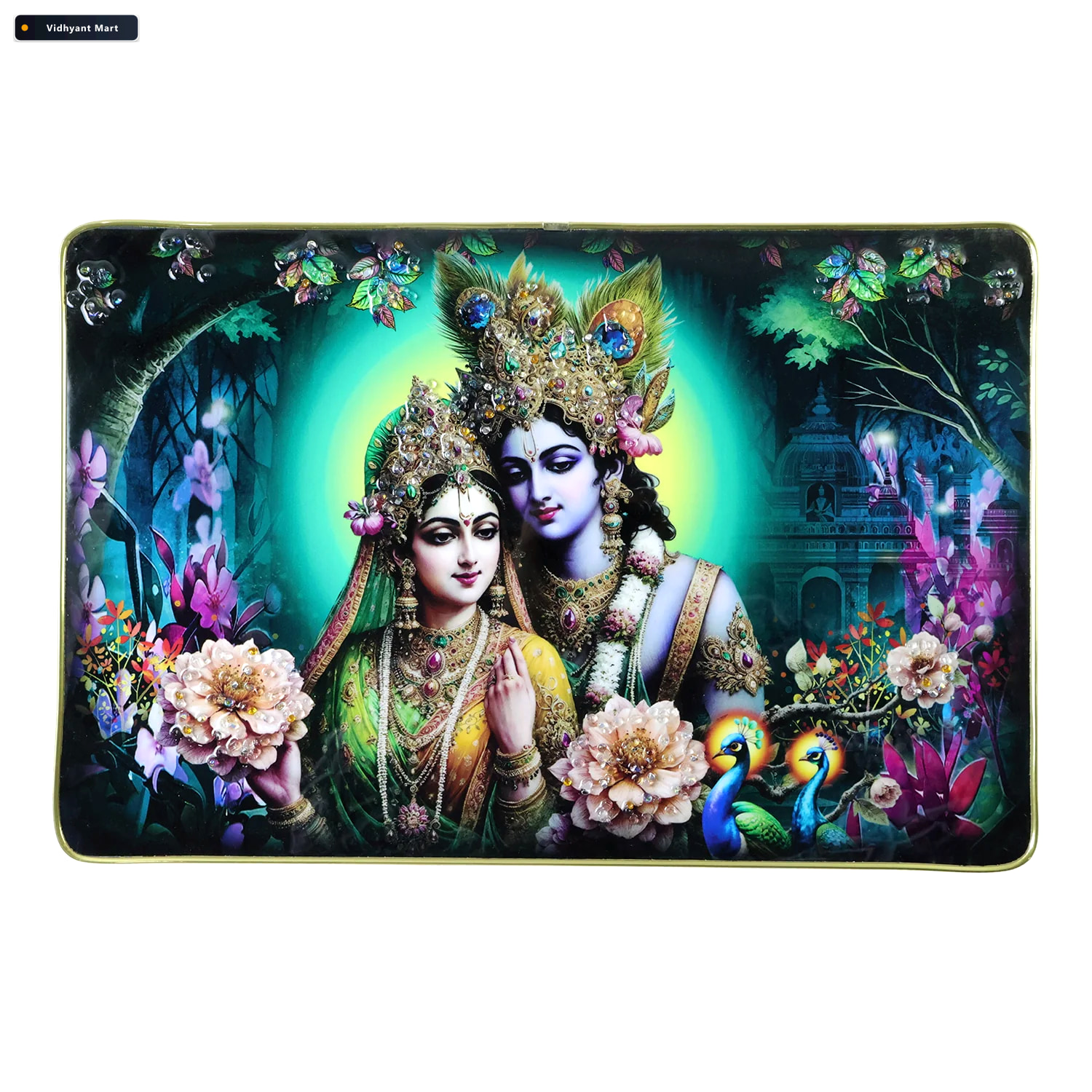 Vidhyant Mart Radha Krishna Wall Frame Elegant Spiritual Decor F 3
