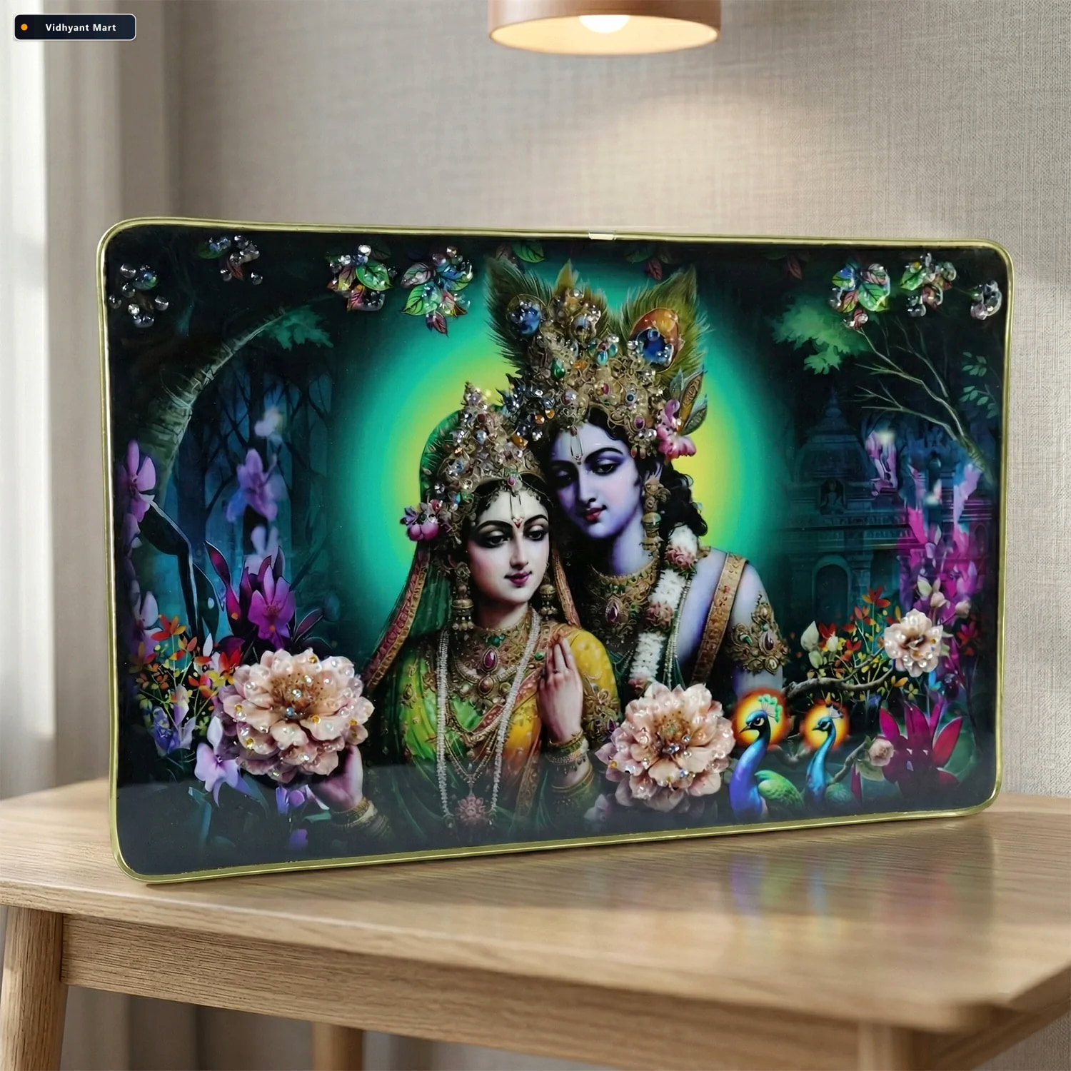 Vidhyant Mart Radha Krishna Wall Frame Elegant Spiritual Decor F 4