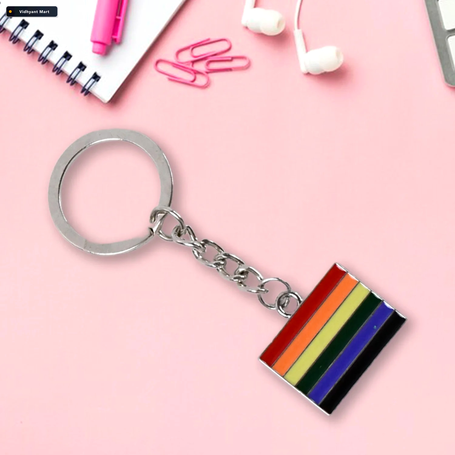 Vidhyant Mart Rainbow Metal Keyring Stylish Durable Accessory Mi 3