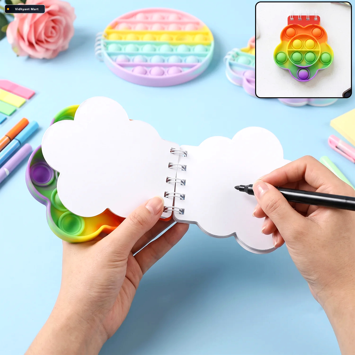 Vidhyant Mart Rainbow Push Bubble Pop It Diary Fidget Notebook F 1