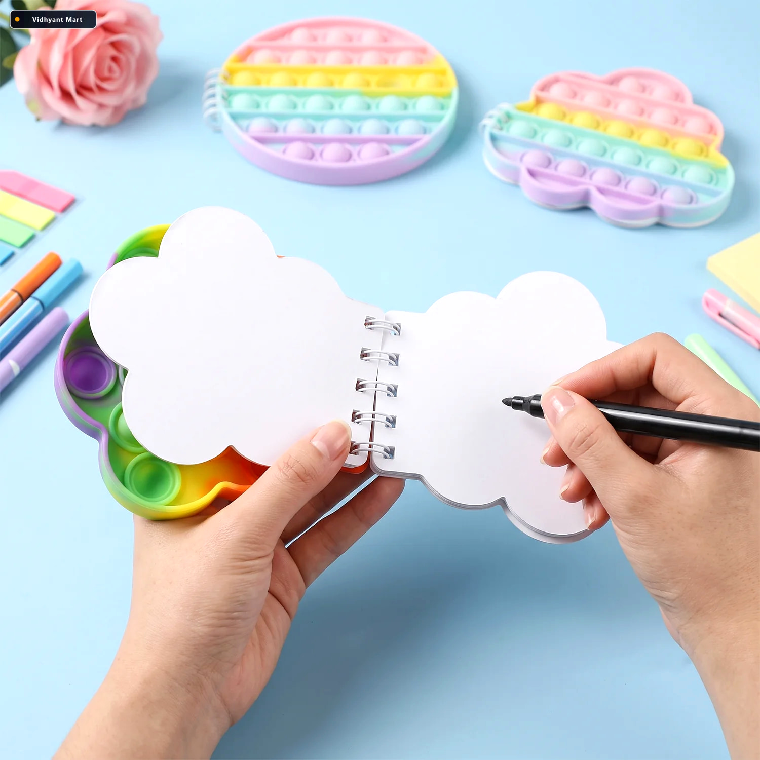 Vidhyant Mart Rainbow Push Bubble Pop It Diary Fidget Notebook F 3