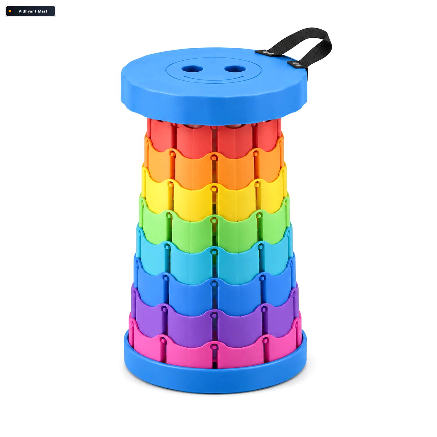 Vidhyant Mart Rainbow Telescopic Folding Stool With Carry Strap 4