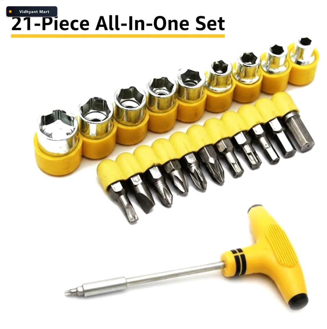 Vidhyant Mart Ratchet Socket Set 21 Piece T Shape Tools Xcelcraf 2