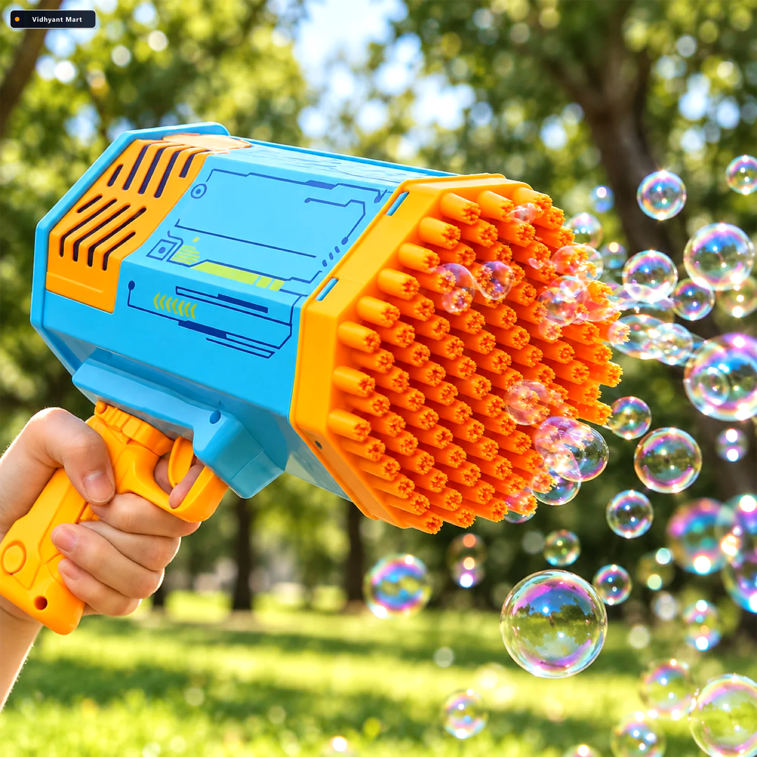 Vidhyant Mart Rechargeable Bubble Gun 69 Hole Powerful Blower Fo 1