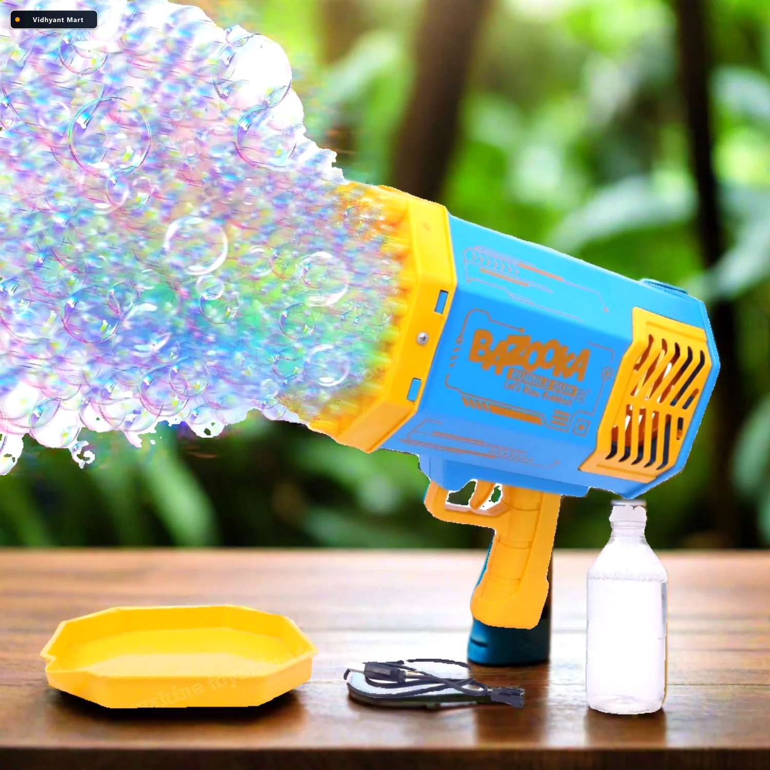 Vidhyant Mart Rechargeable Bubble Gun 69 Hole Powerful Blower Fo 3
