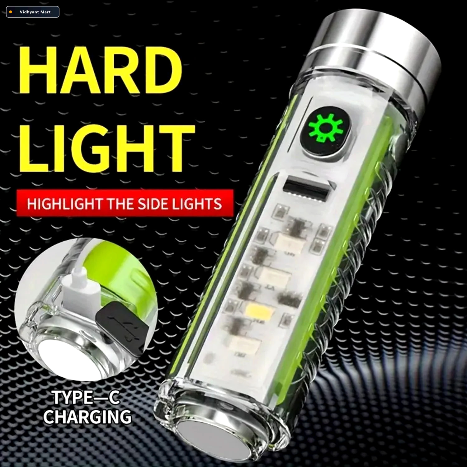 Vidhyant Mart Rechargeable Flashlight Usb Mini Led Torch With Zo 1