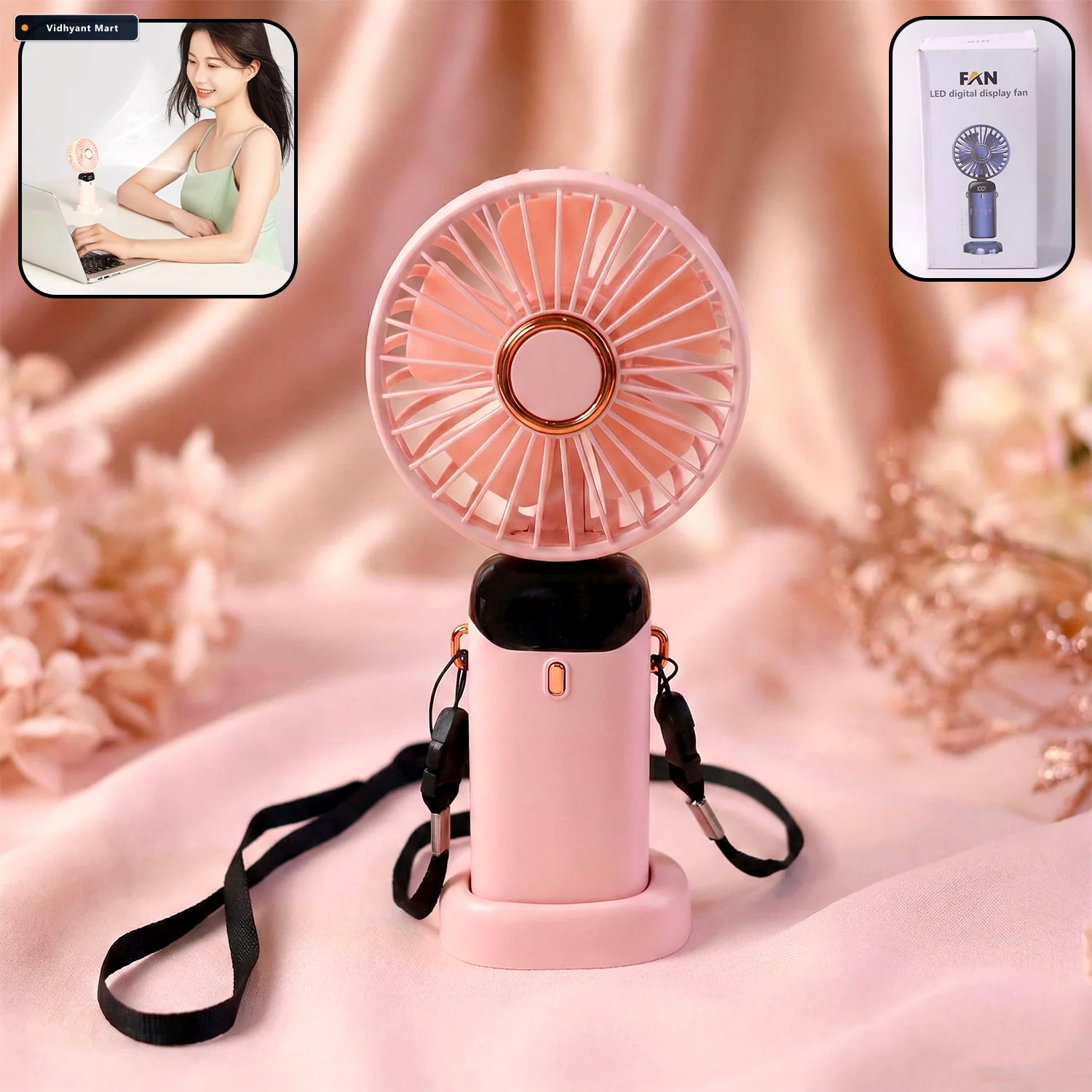 Vidhyant Mart Rechargeable Handheld Fan Portable Personal Coolin 1
